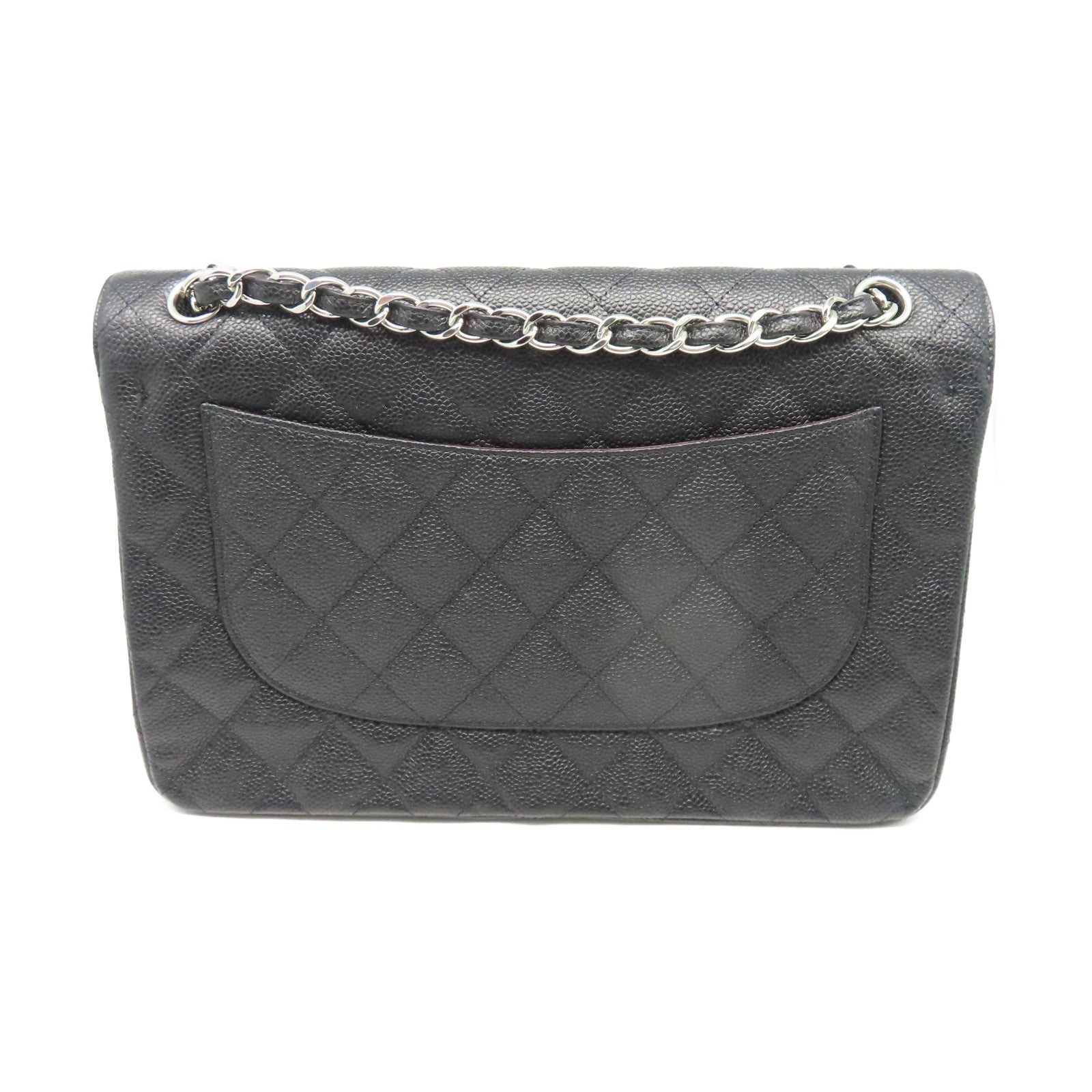 CHANEL 【清倉大減價】菱格Caviar皮革Chain Shoulder金扣鏈帶肩背袋黑色