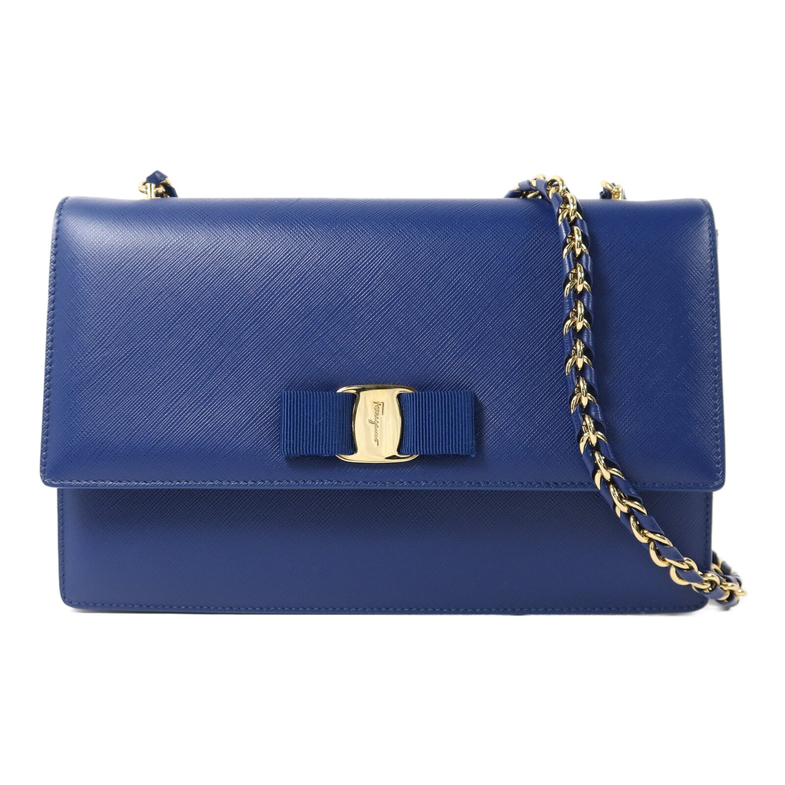 Salvatore Ferragamo 牛皮皮革Vara Gini Chain Shoulder金扣鏈帶肩背袋
