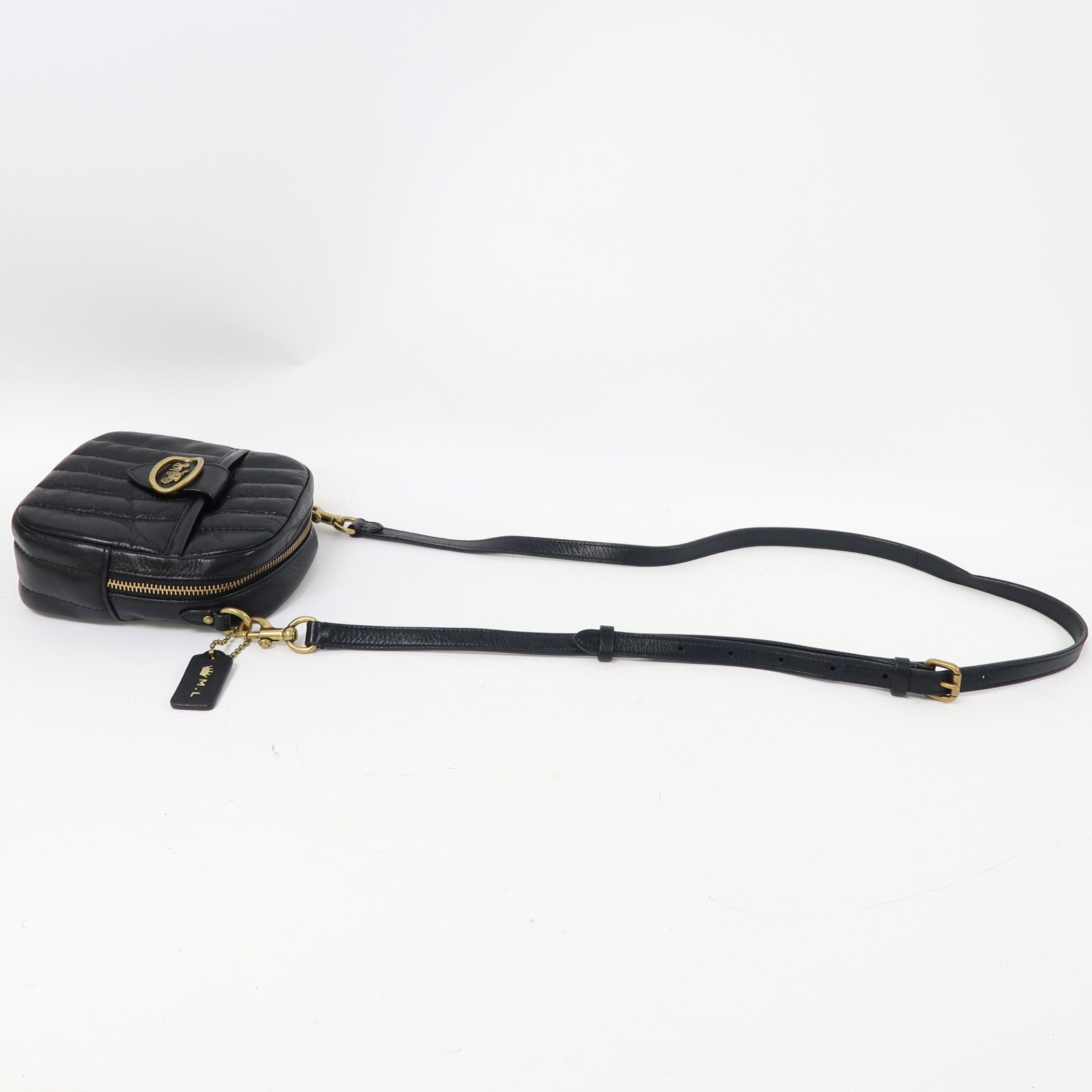COACH 牛皮皮革Shoulder Bag金扣肩背袋黑色