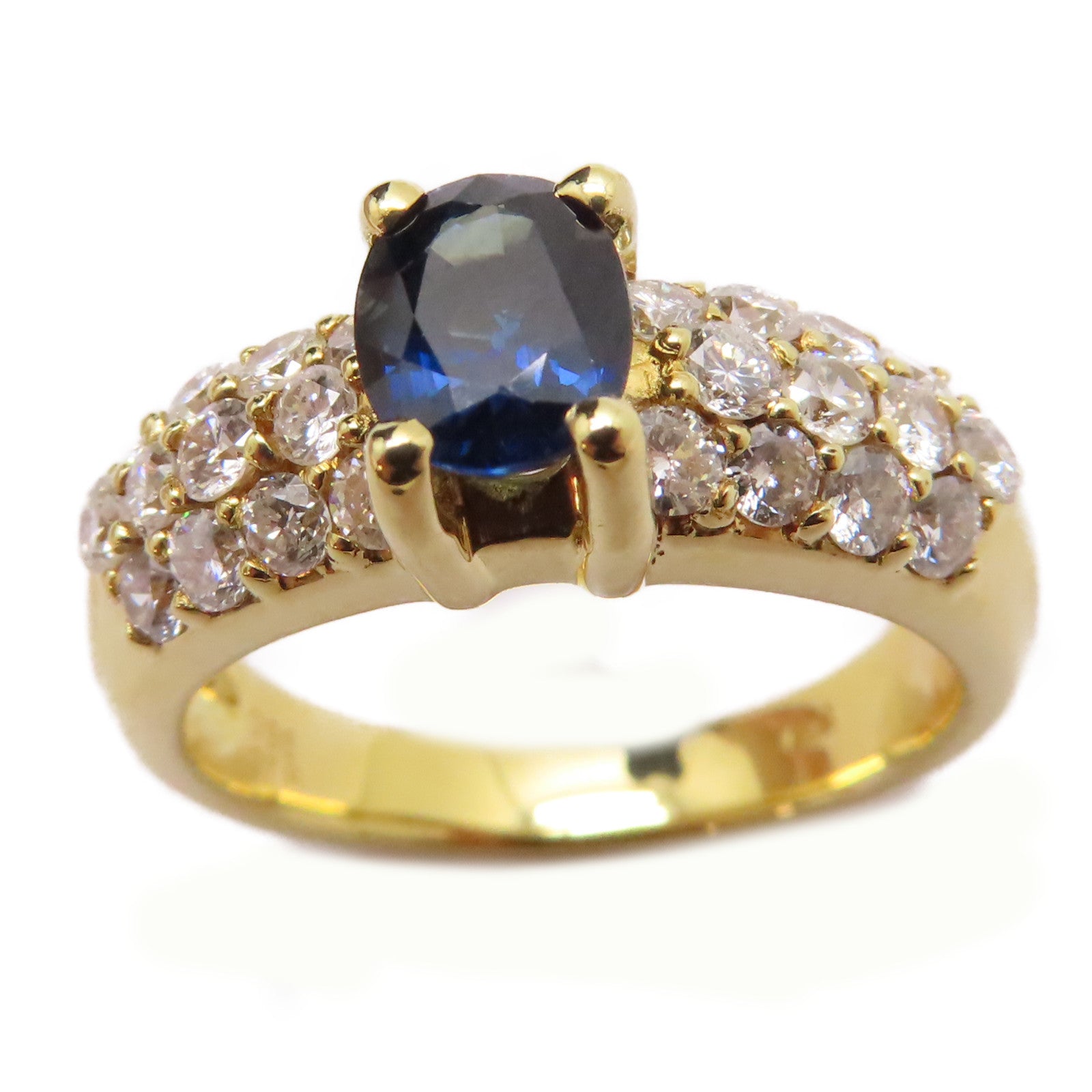 JEWELRY 18K黃金Sapphire Diamond Ring 0.96ct藍寶石/0.78ct鑽石戒指US#6.5