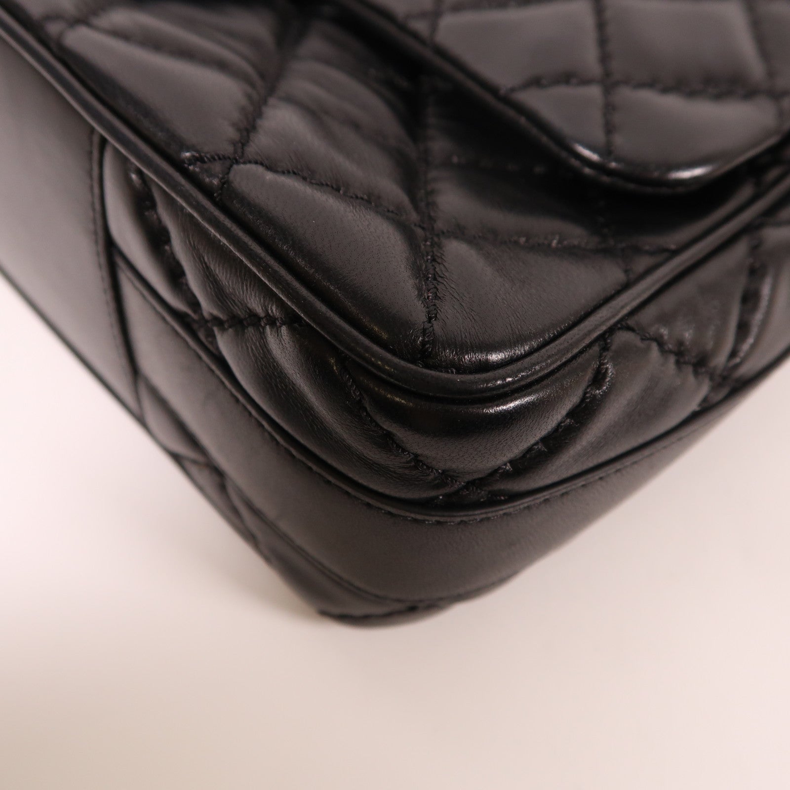 CHANEL CC SHW Shoulder Bag 2Way Handbag Lambskin Leather Black