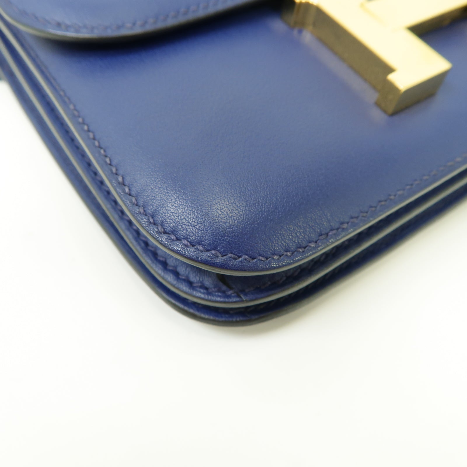 HERMES 【激減優惠】Swift皮革Constance Mini金扣肩背袋Bleu Saphir/藍寶石色