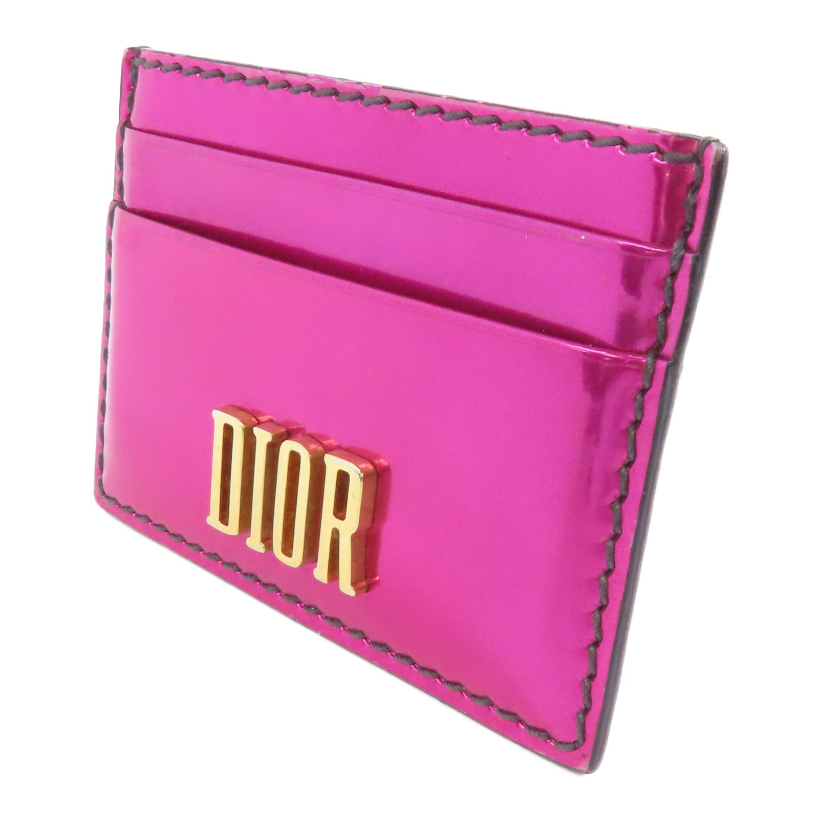 Dior 漆皮皮革Card Case金扣卡片套粉紅色