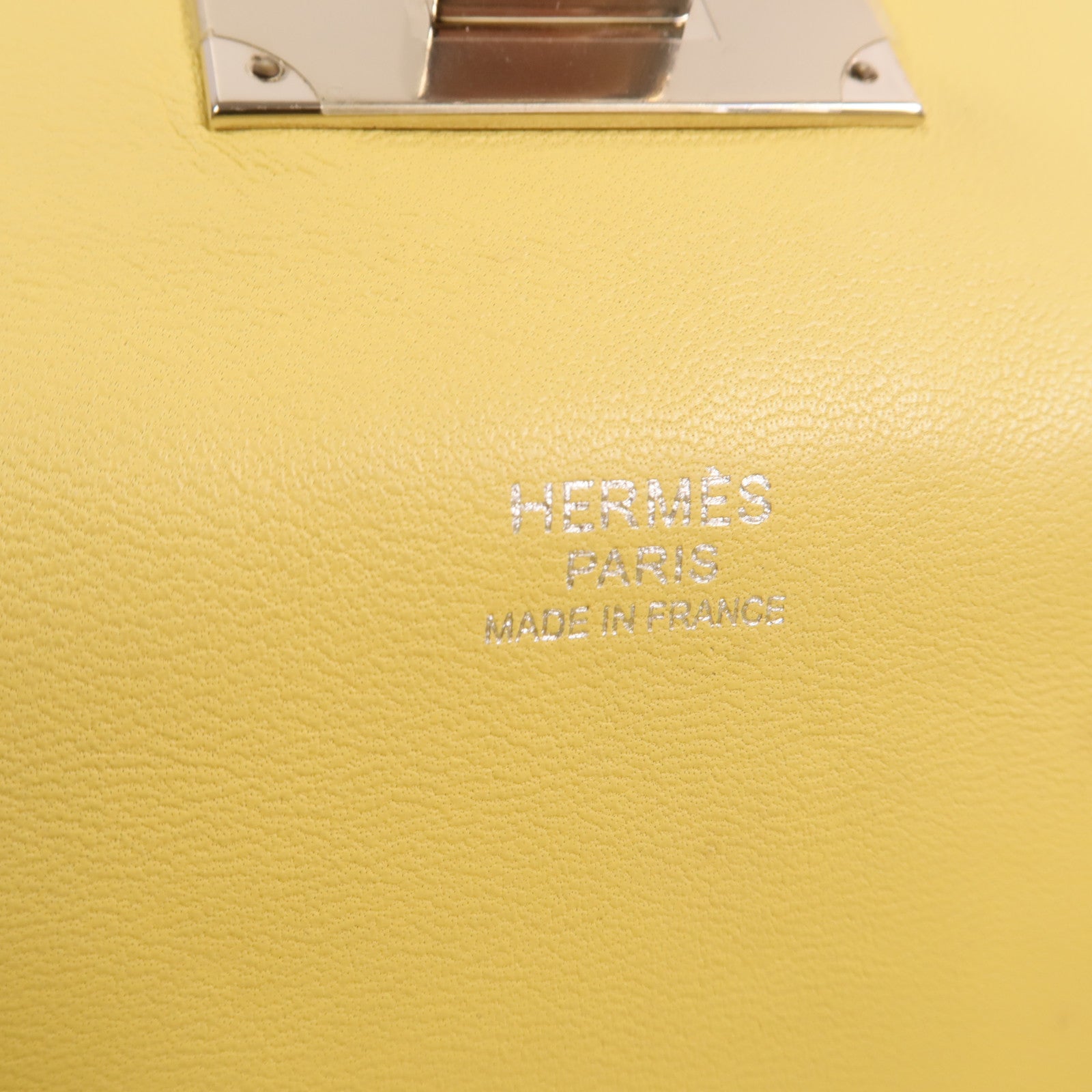 HERMES Evercolor皮革Toolbox 20銀扣手挽肩背兩用袋Blanc/Noir/Jaune Poussin