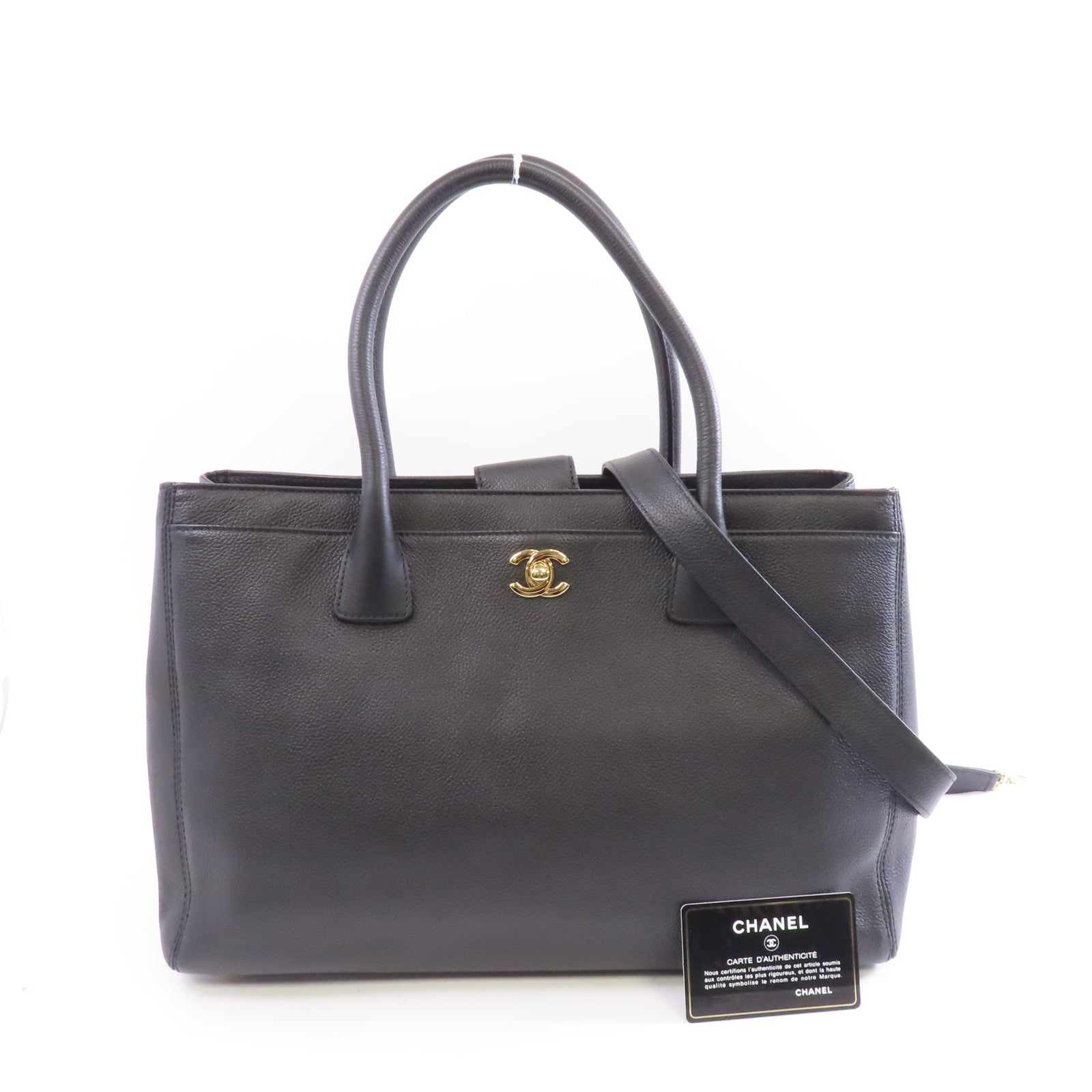 CHANEL 牛皮皮革2way Shoulder Bag金扣手挽肩背兩用袋黑色