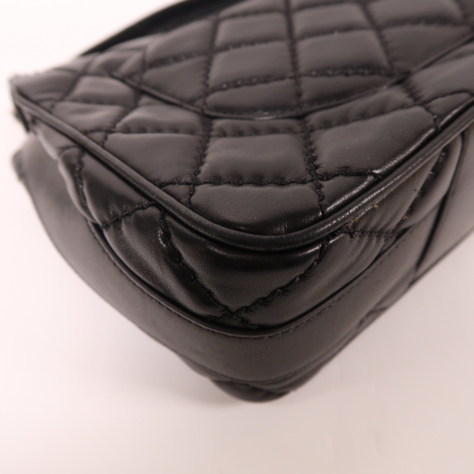 CHANEL CC SHW Shoulder Bag 2Way Handbag Lambskin Leather Black