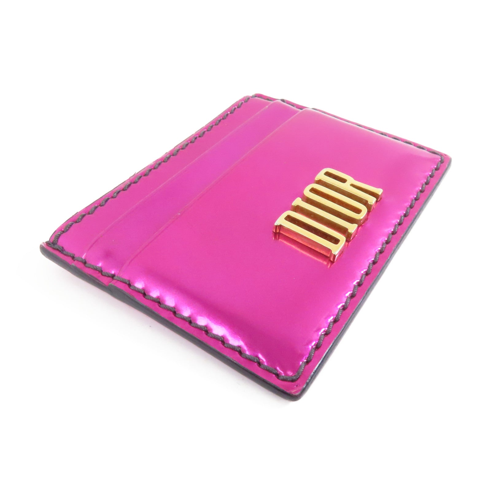 Dior 漆皮皮革Card Case金扣卡片套粉紅色