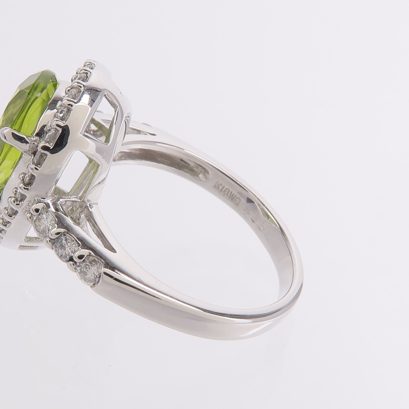 JEWELRY 18K白金Peridot Diamond Ring橄欖石/鑽石戒指