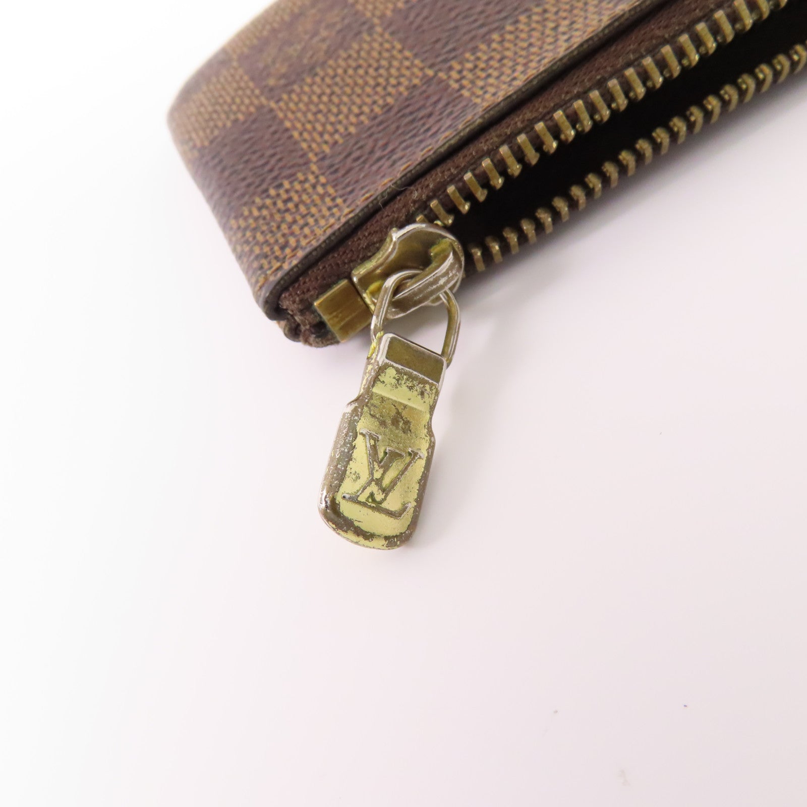 LOUIS VUITTON LV GHW Key Pouch Coin Case Purse N62658 Damier Brown