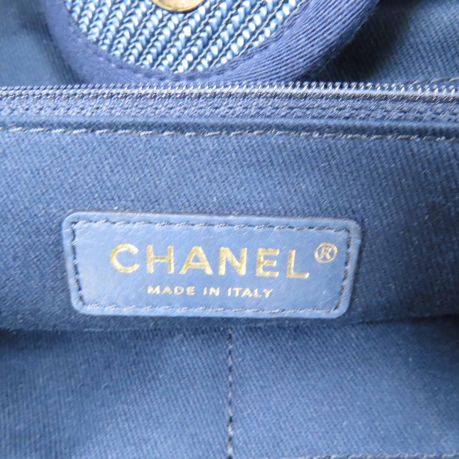 CHANEL 牛皮皮革/帆布Deauville金扣手挽肩背兩用袋