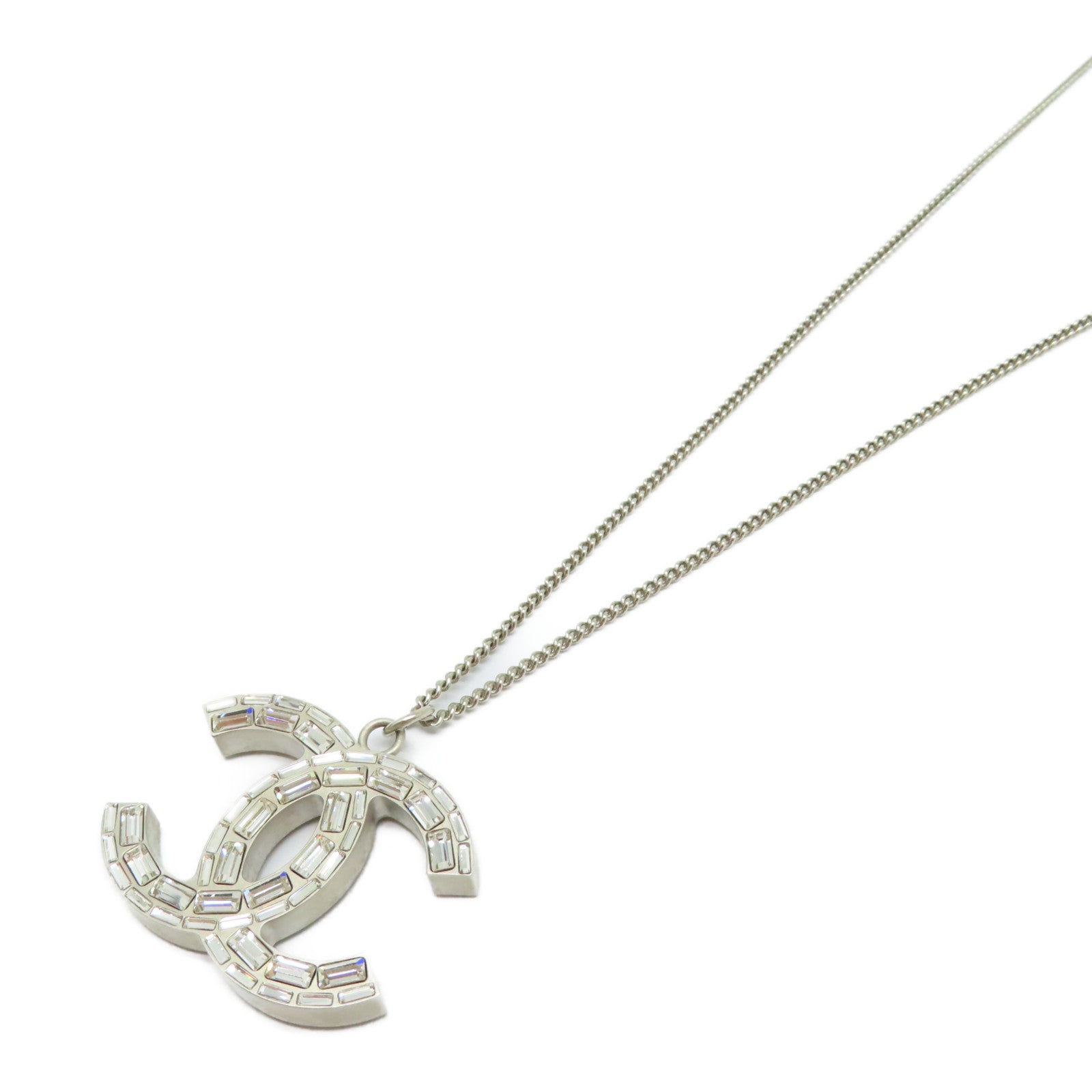 CHANEL 金屬2 Face Necklace項鍊銀色