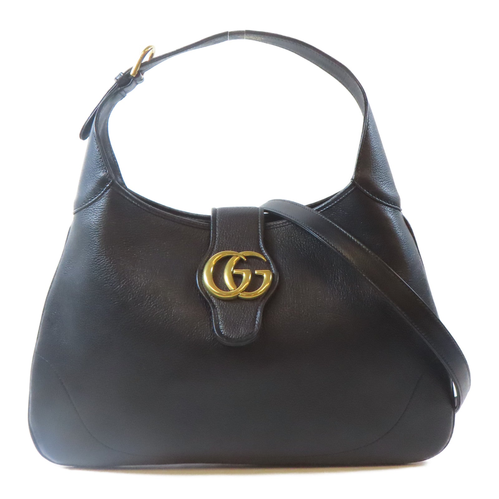 GUCCI 牛皮皮革Aphrodite Shoulder Bag金扣手挽肩背兩用袋黑色