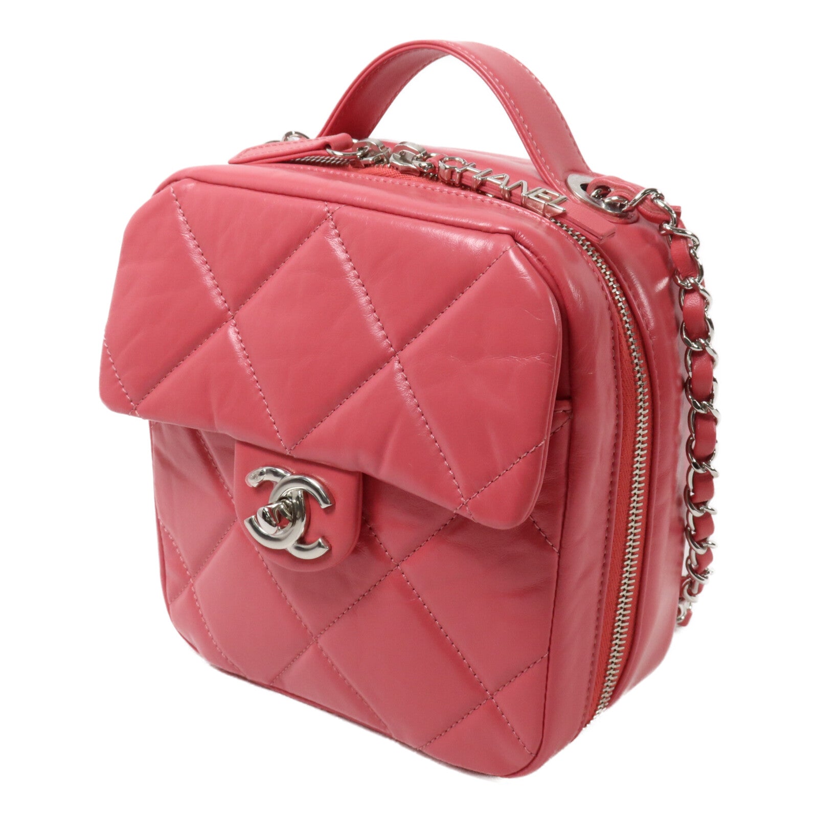 CHANEL 牛皮皮革Top Handle Bag鏈帶手挽肩背兩用袋