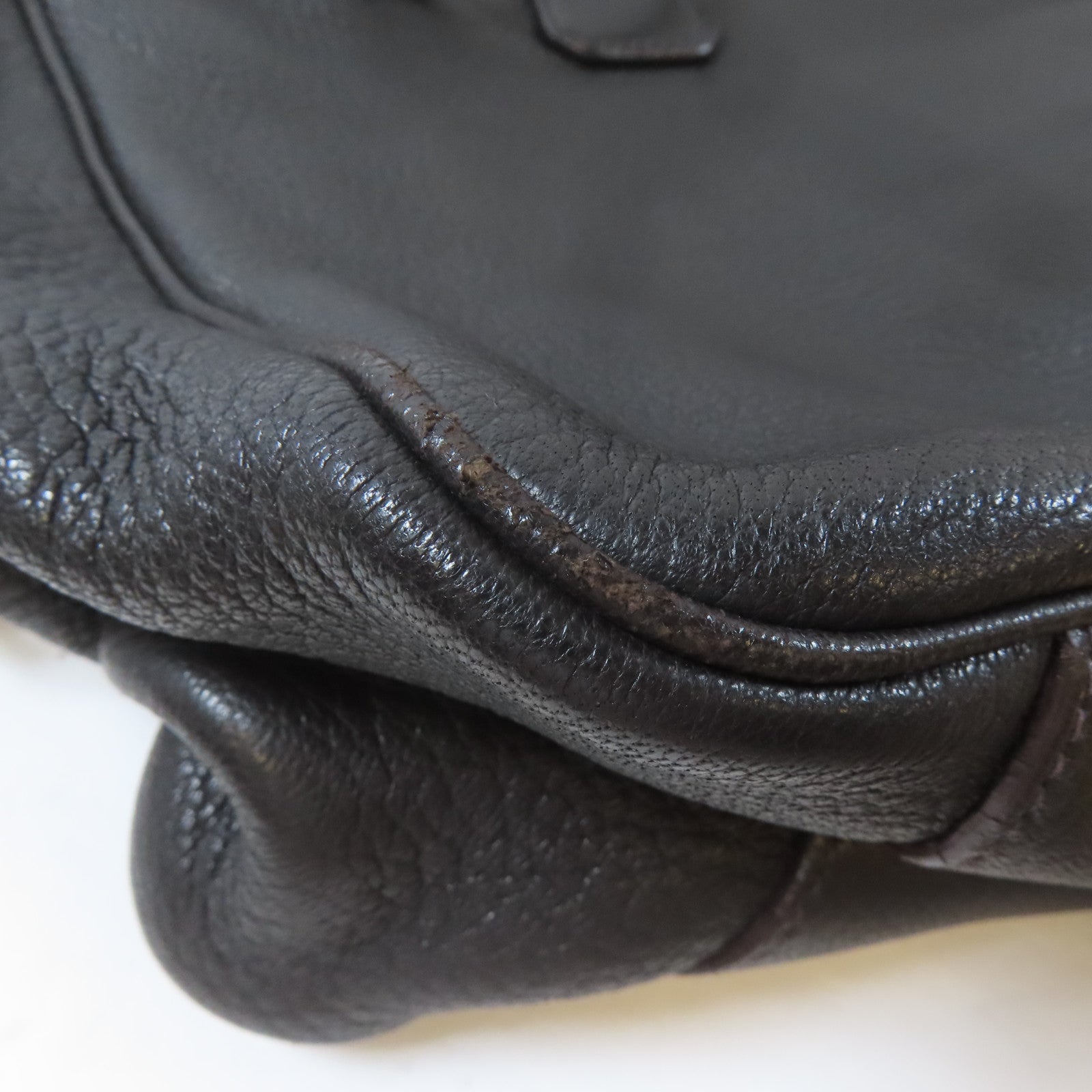 PRADA 牛皮皮革Hand Bag金扣手挽袋啡色