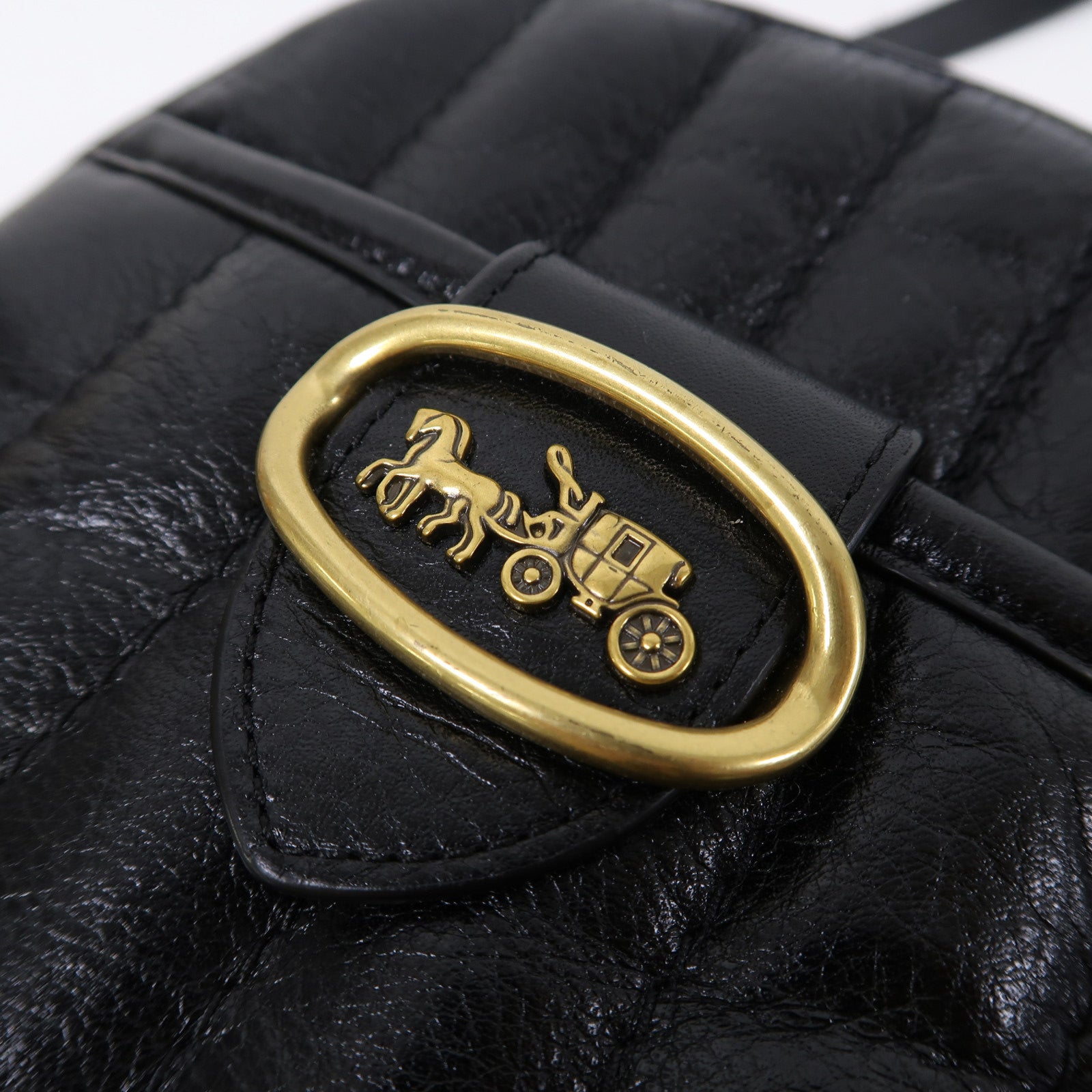 COACH 牛皮皮革Shoulder Bag金扣肩背袋黑色