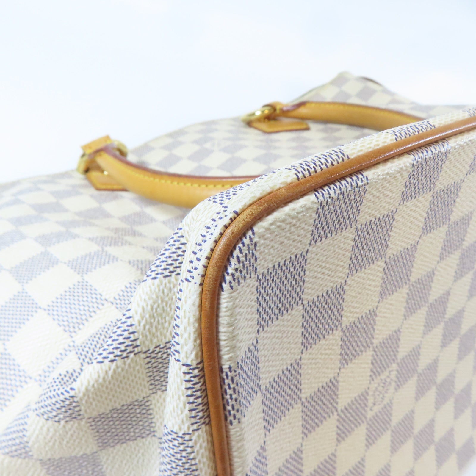 LOUIS VUITTON 【激減優惠】Damier Azur Saleya MM金扣肩背袋白色