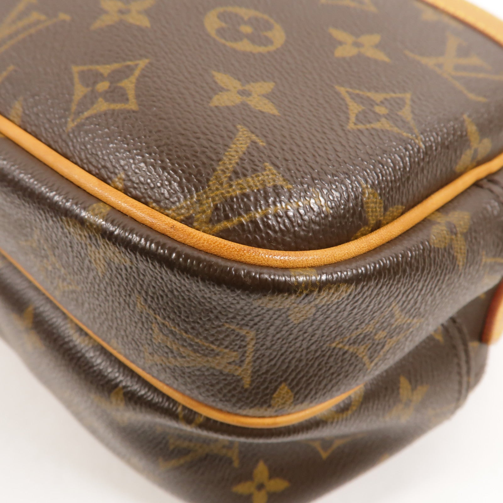 LOUIS VUITTON Monogram Reporter PM金扣肩背袋棕色