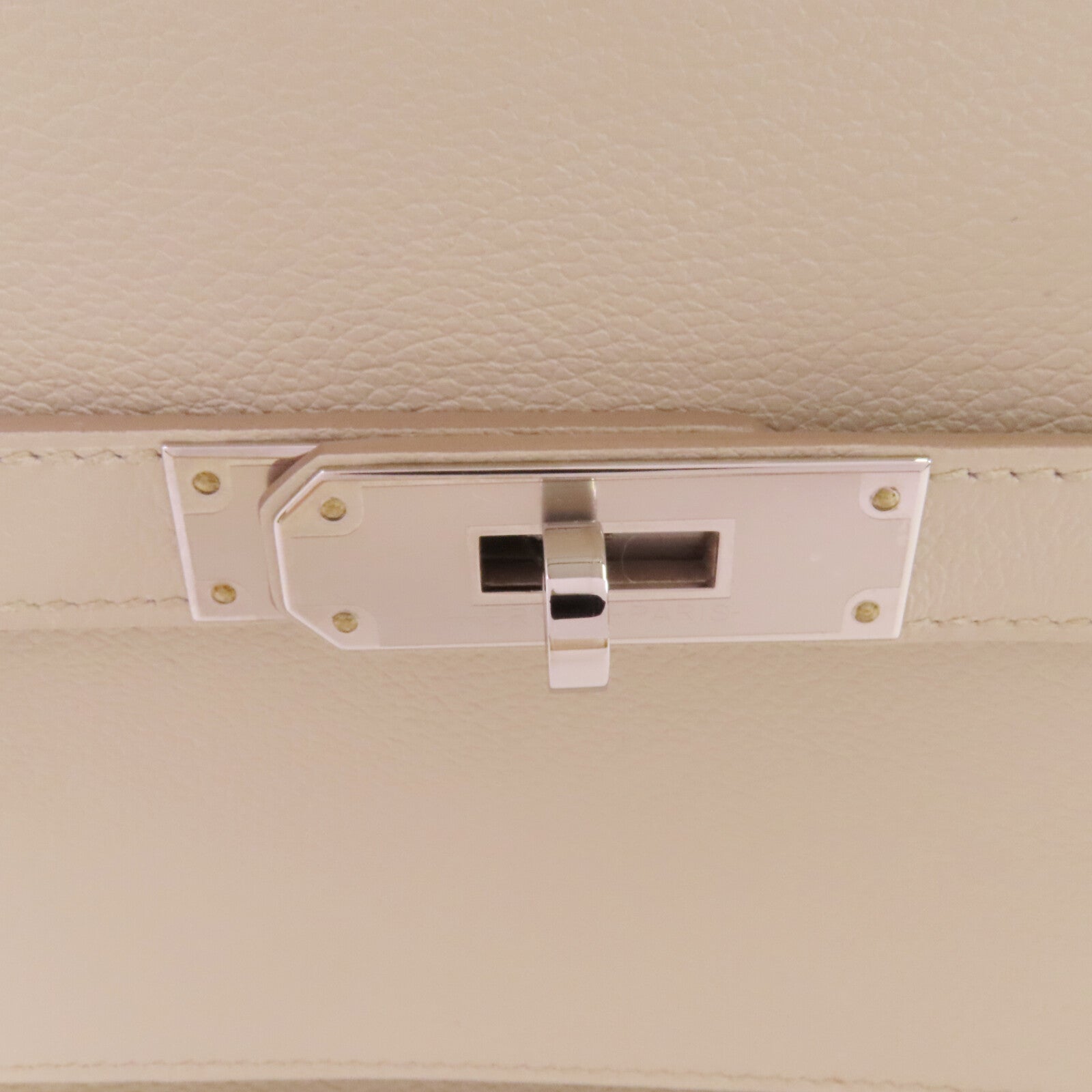 HERMES Togo皮革Mini Jypsiere銀扣肩背袋Beton