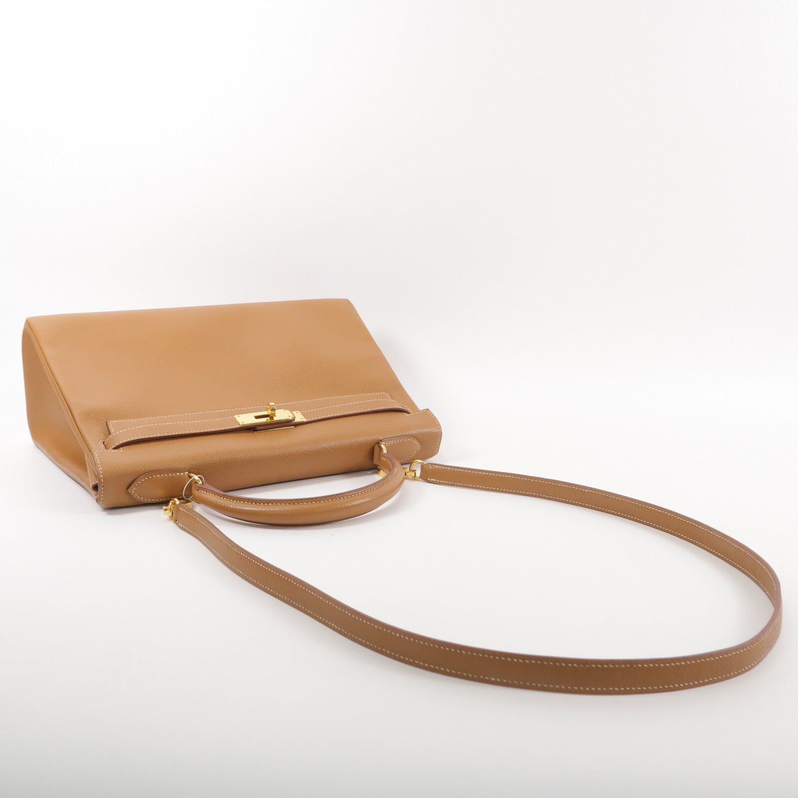 HERMES Epsom皮革Kelly 32手挽肩背兩用袋Gold