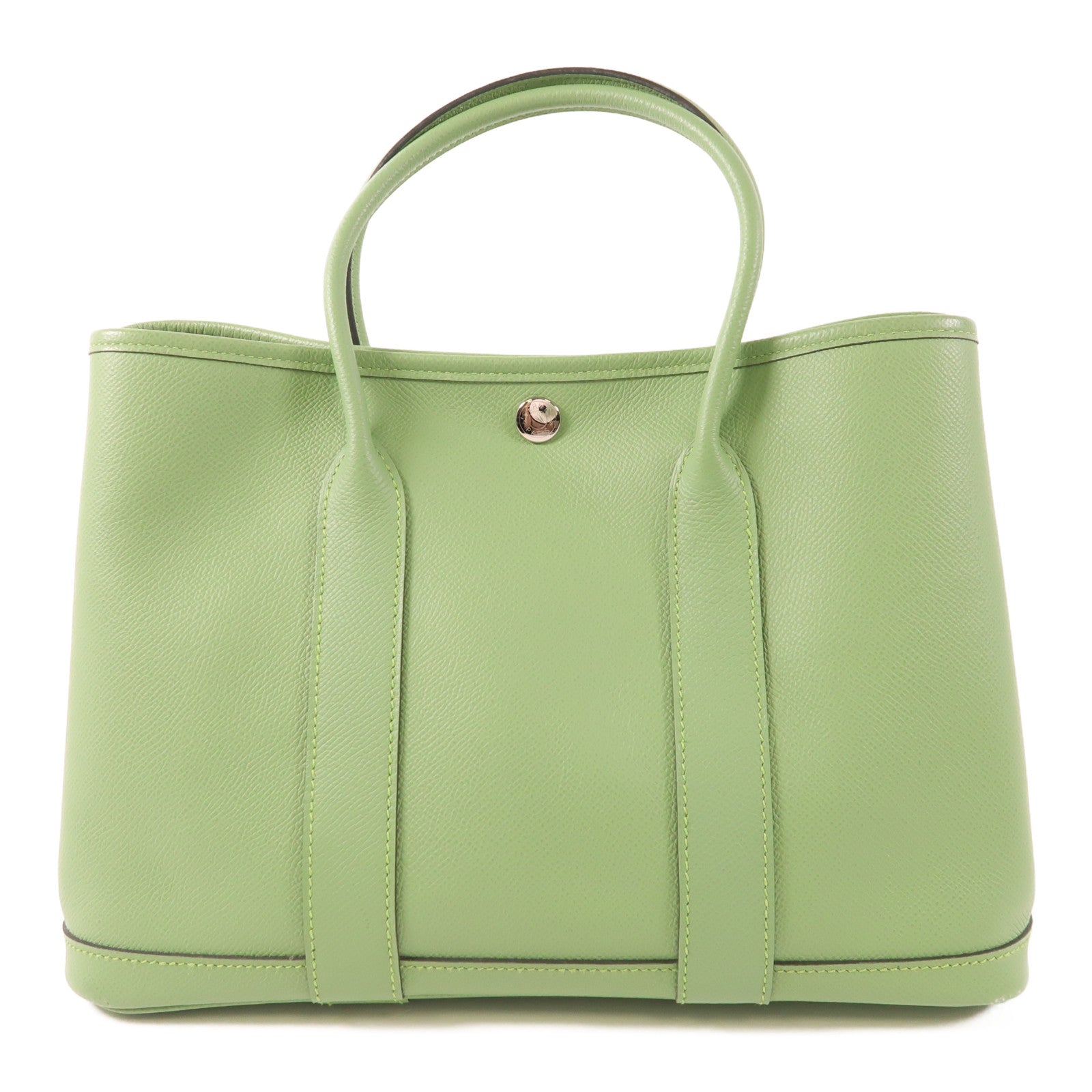 HERMES Epsom皮革Garden Party TPM銀扣手挽袋Vert Criquet