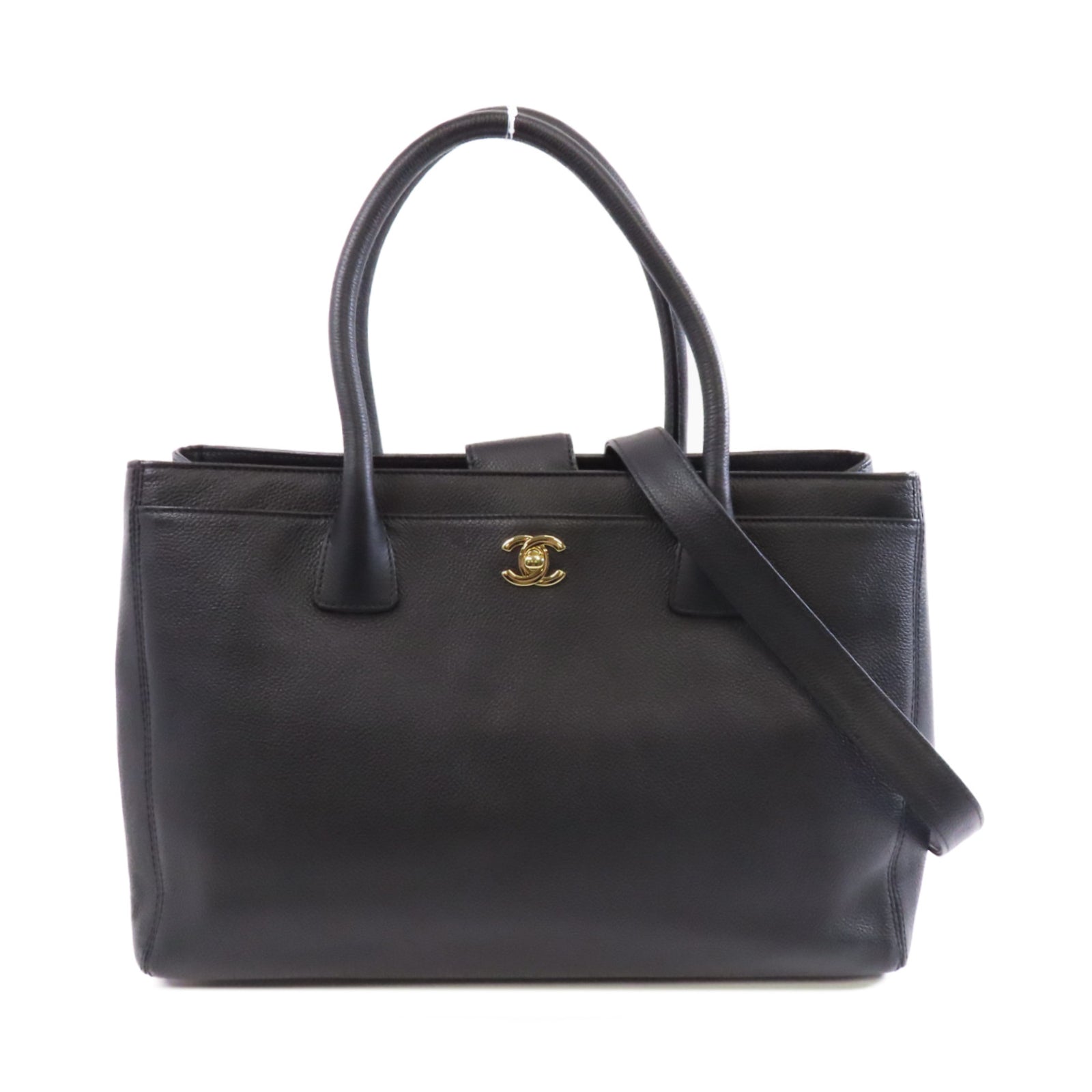 CHANEL 牛皮皮革2way Shoulder Bag金扣手挽肩背兩用袋黑色