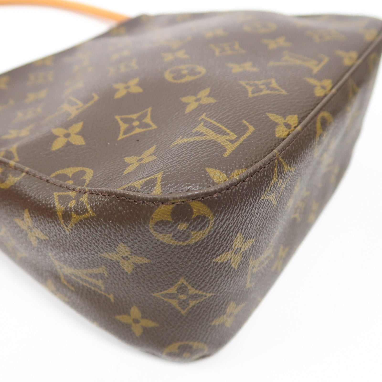 LOUIS VUITTON Monogram Looping MM金扣肩背袋啡色