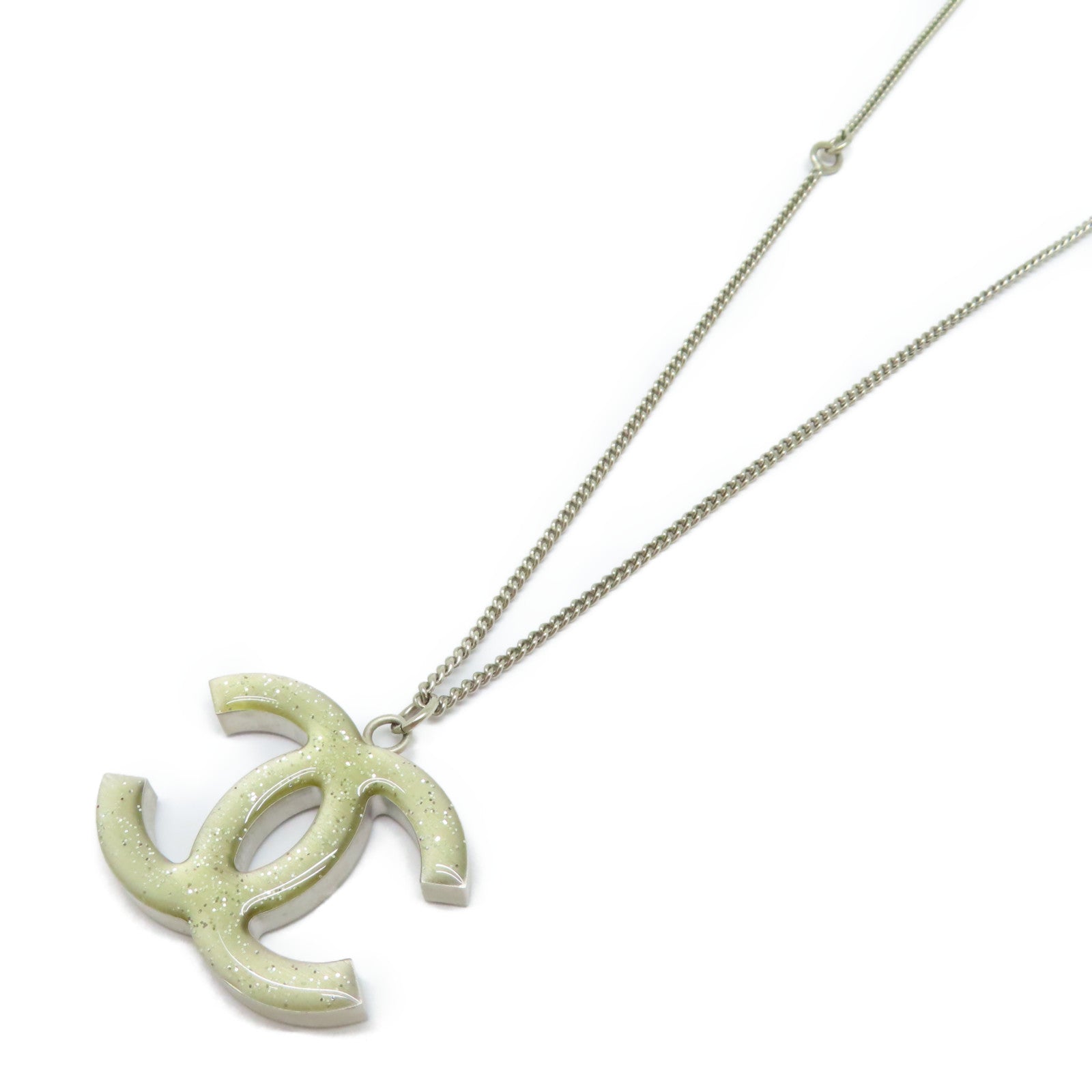 CHANEL 金屬2 Face Necklace項鍊銀色