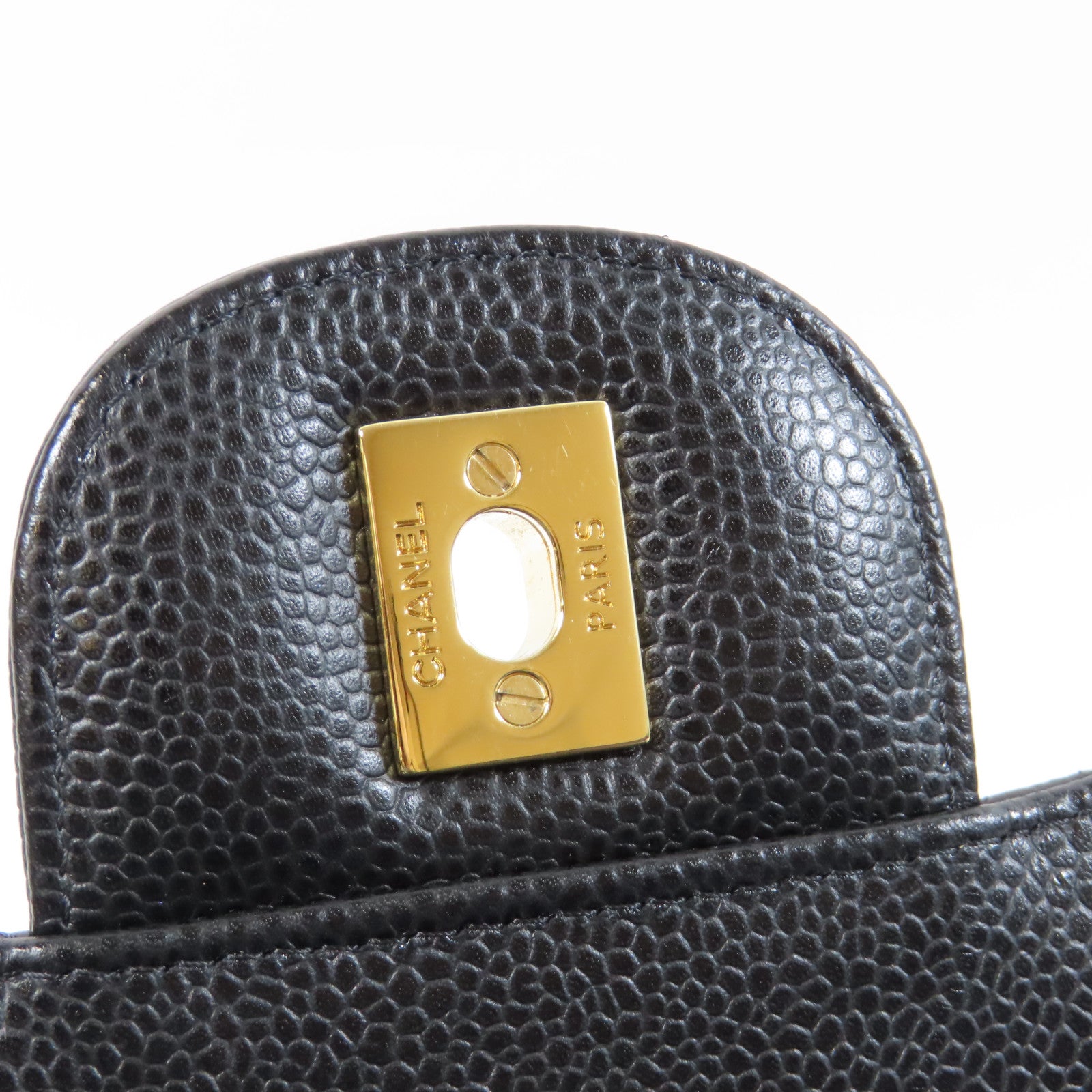 CHANEL 【清倉大減價】菱格Caviar皮革Classic Shoulder Bag金扣鏈帶肩背袋黑色