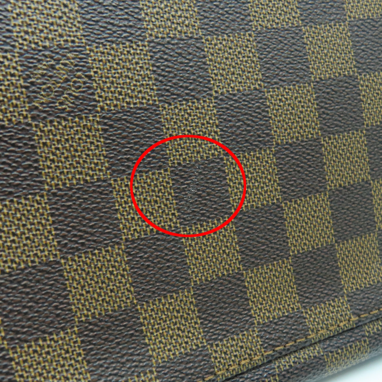 LOUIS VUITTON Damier Hampstead MM金扣手挽袋棕色/红色