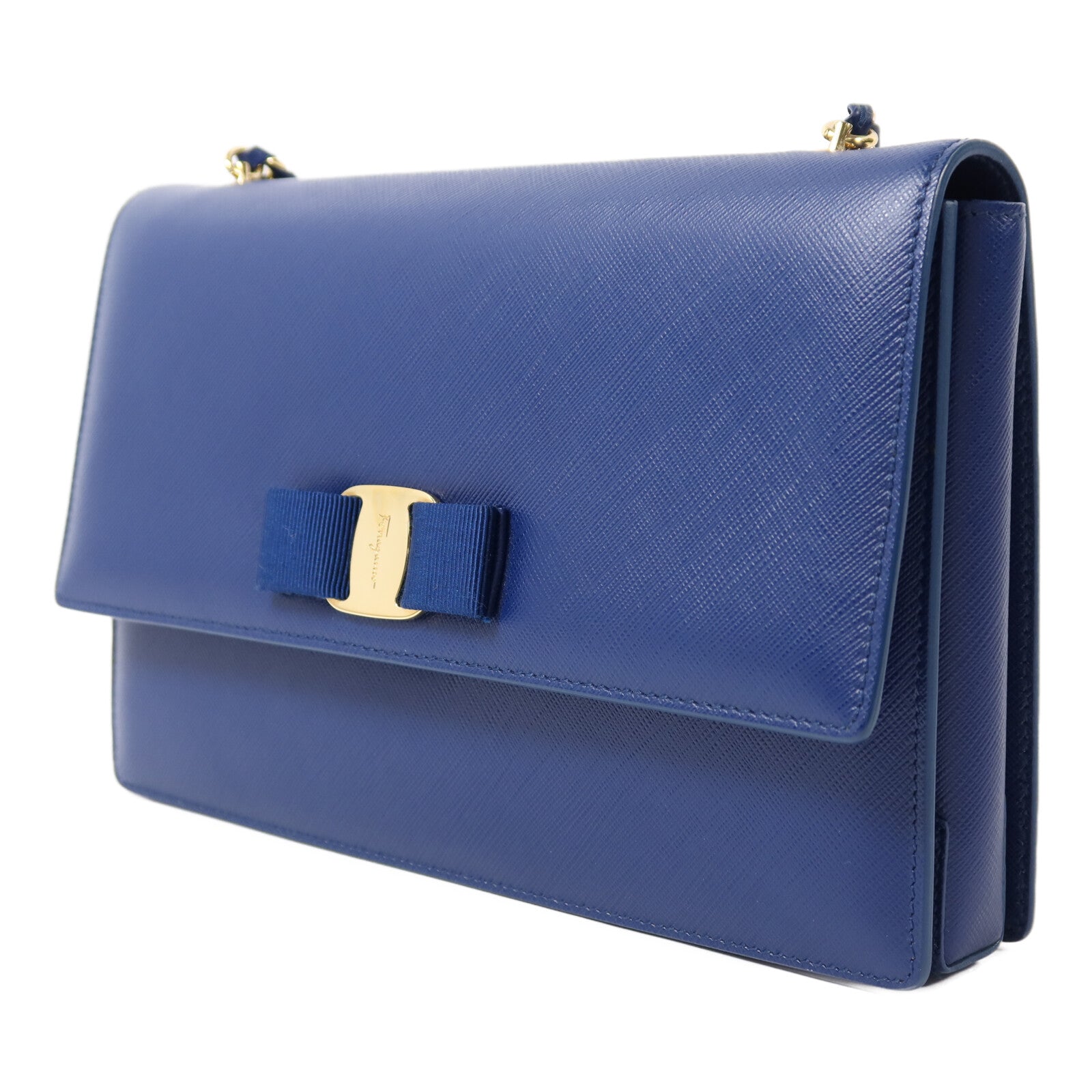 Salvatore Ferragamo 牛皮皮革Vara Gini Chain Shoulder金扣鏈帶肩背袋