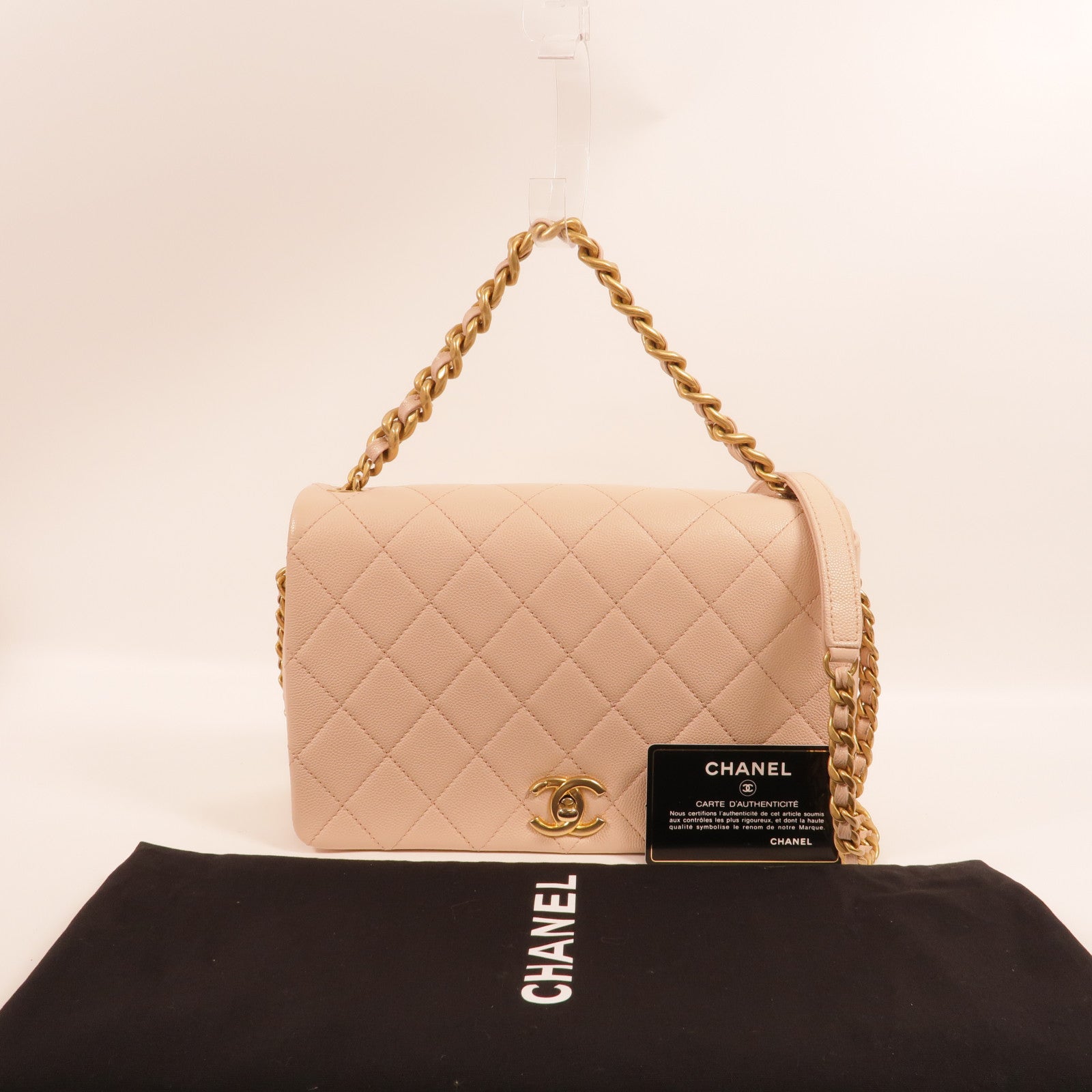 CHANEL 牛皮皮革Chain Shoulder手挽肩背兩用袋