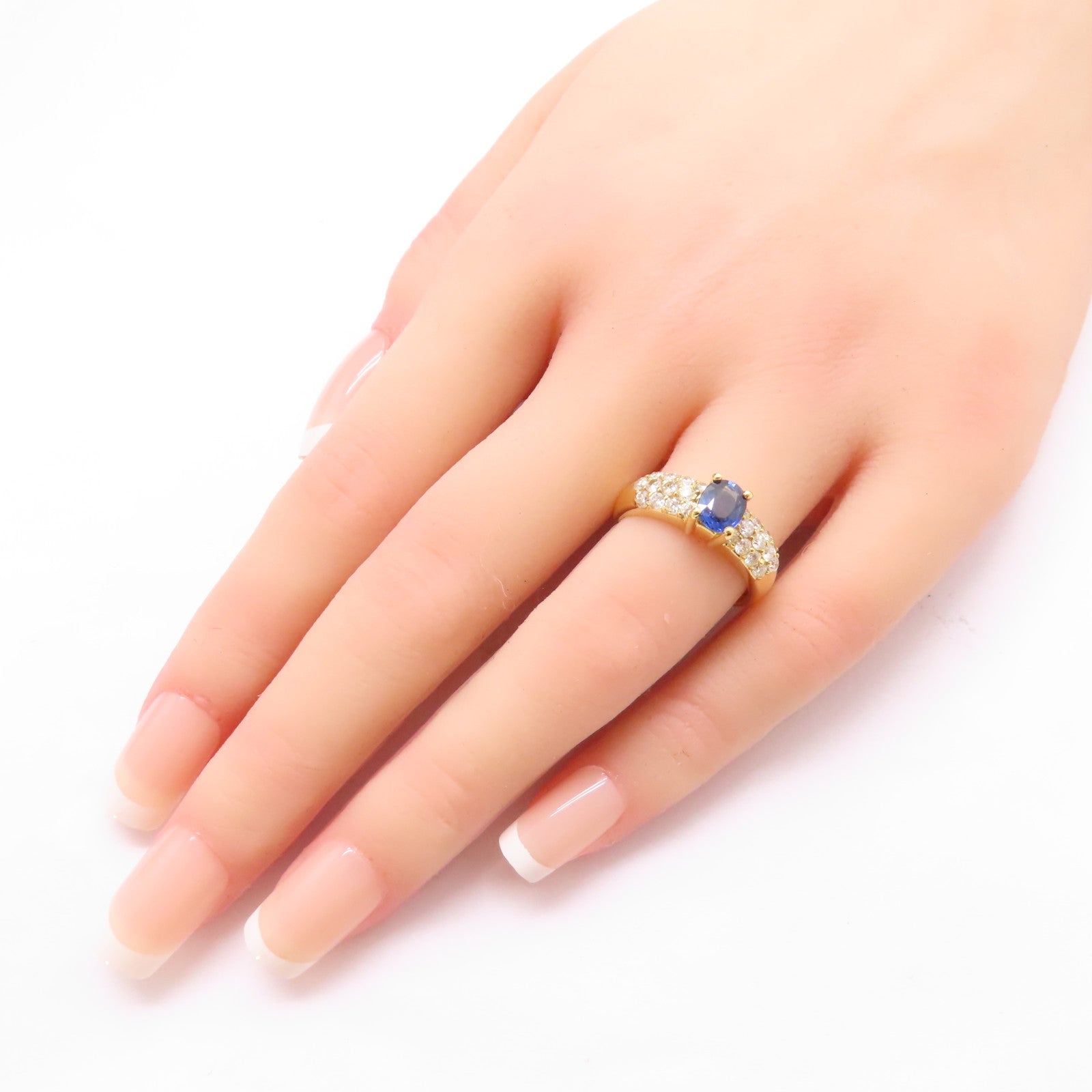JEWELRY 18K黃金Sapphire/Diamond Ring 0.768ct藍寶石/0.82ct鑽石戒指US#6.25