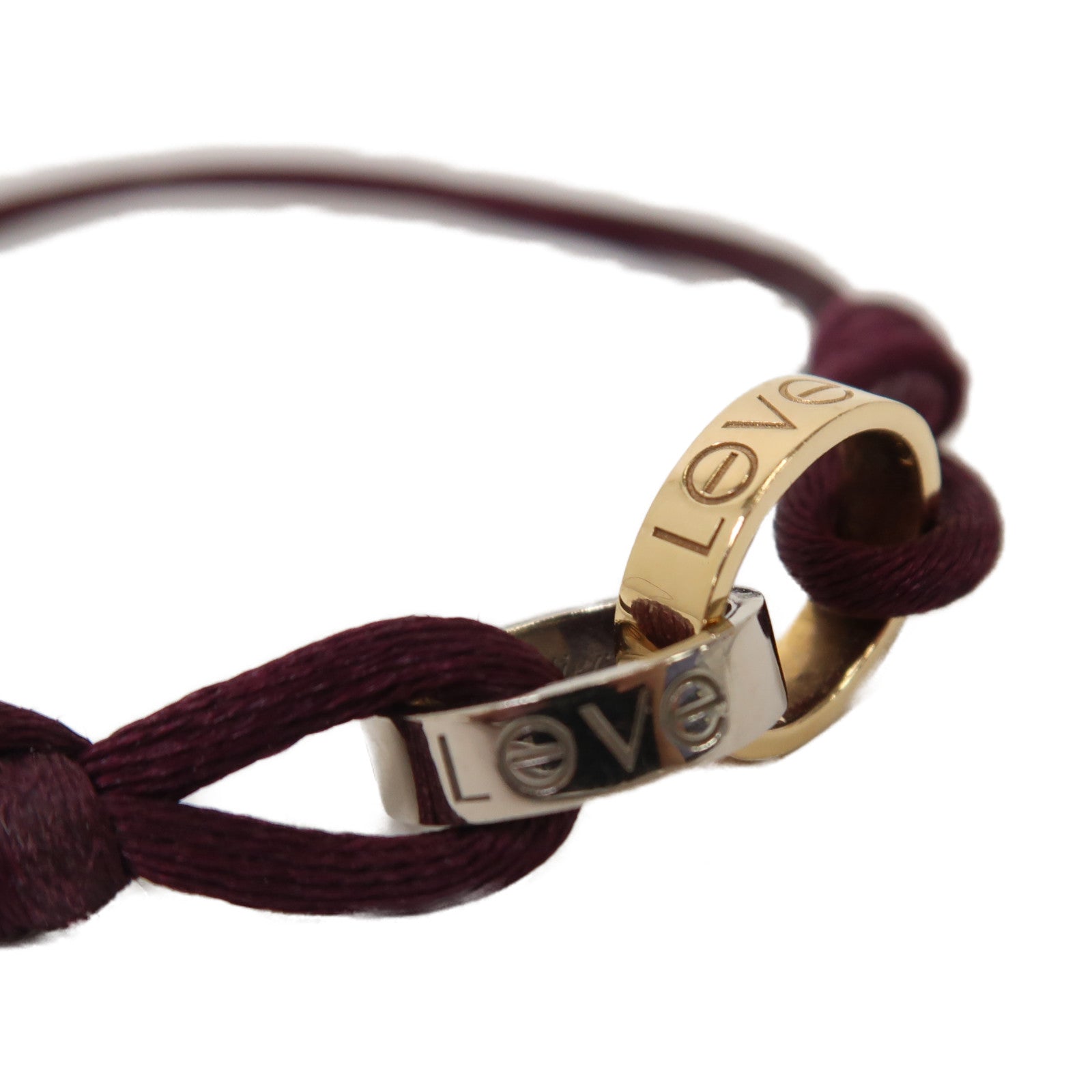 CARTIER 18K黃金/白金Love Cord Bracelet手鐲