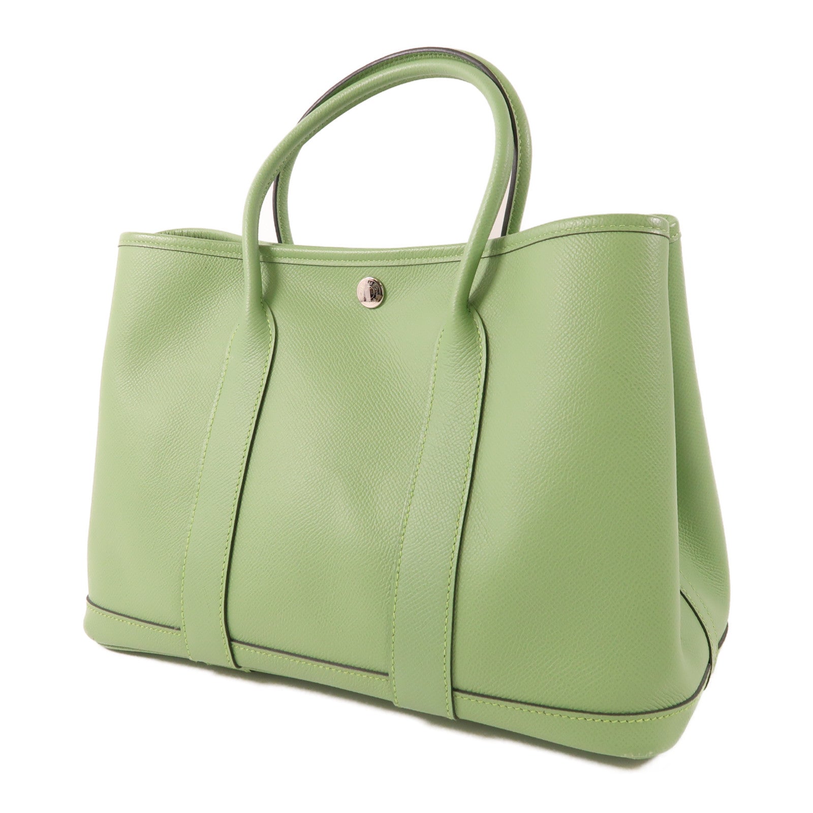 HERMES Epsom皮革Garden Party TPM銀扣手挽袋Vert Criquet