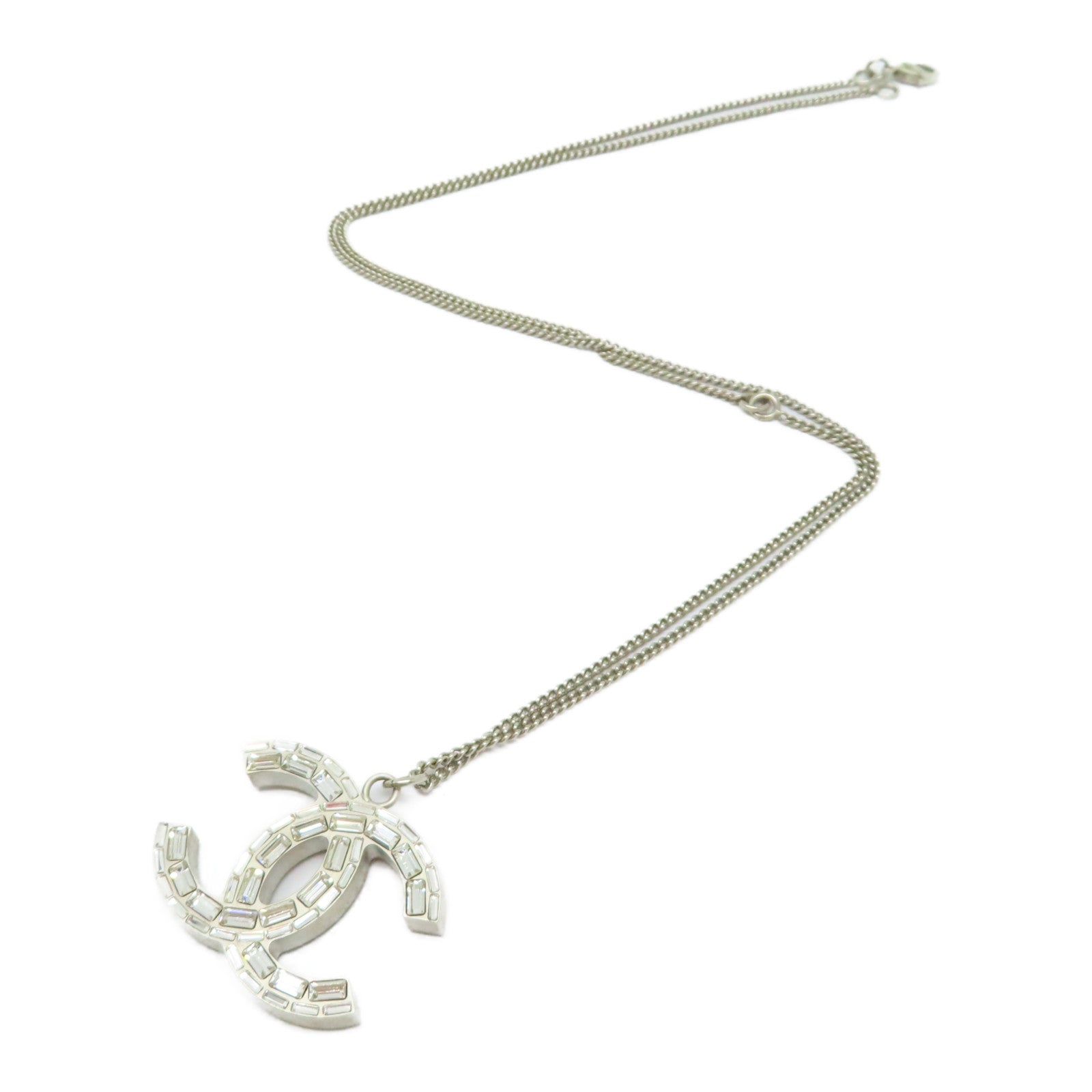 CHANEL 金屬2 Face Necklace項鍊銀色