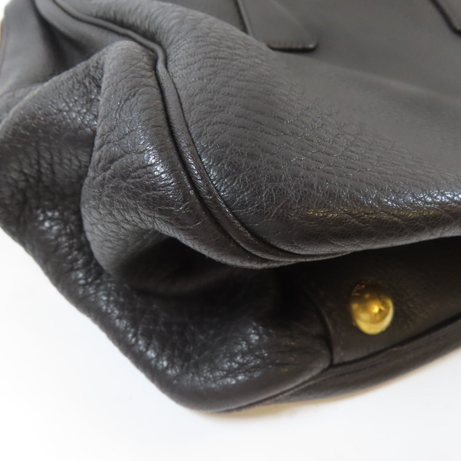 PRADA 牛皮皮革Hand Bag金扣手挽袋啡色