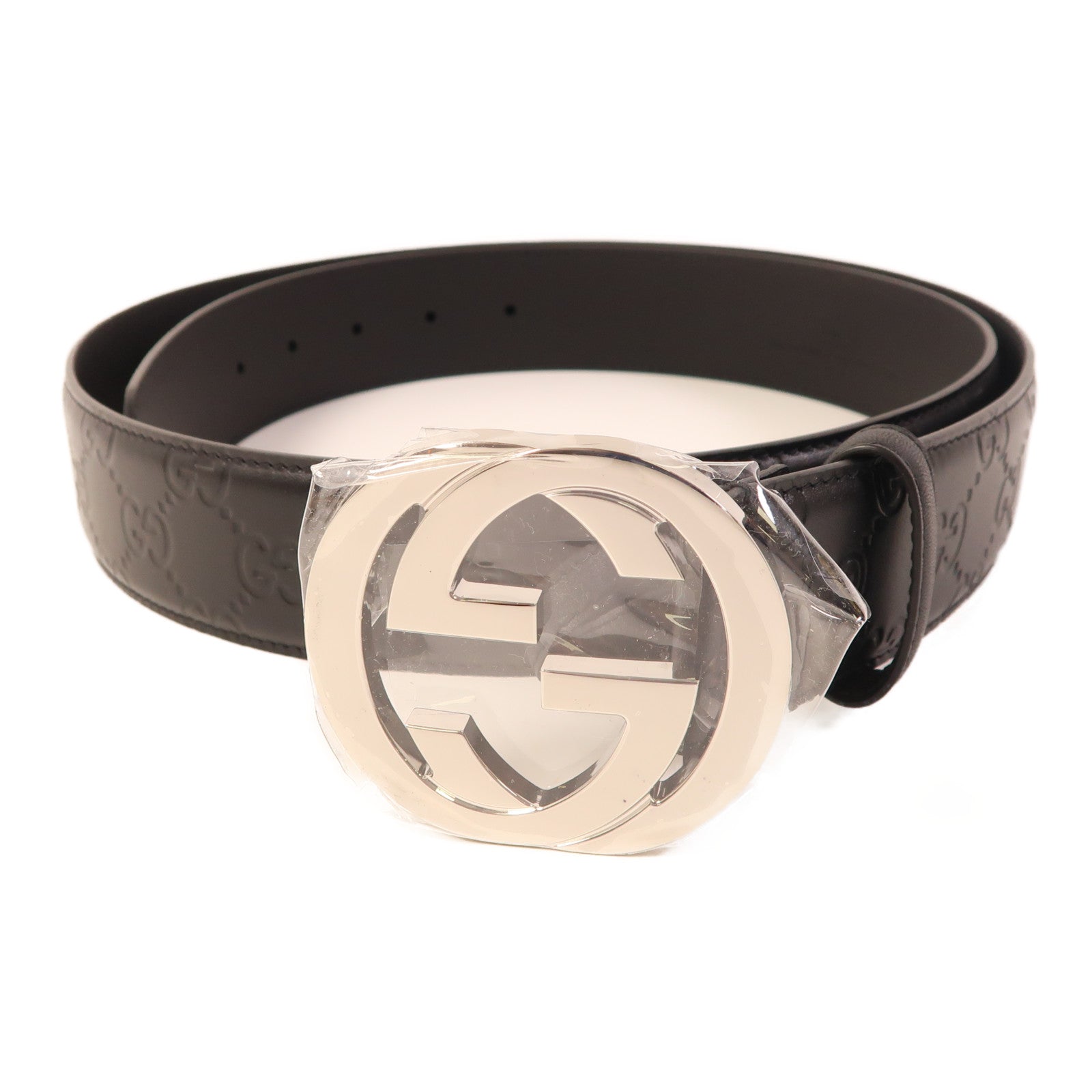 GUCCI 牛皮皮革Belt銀扣皮帶