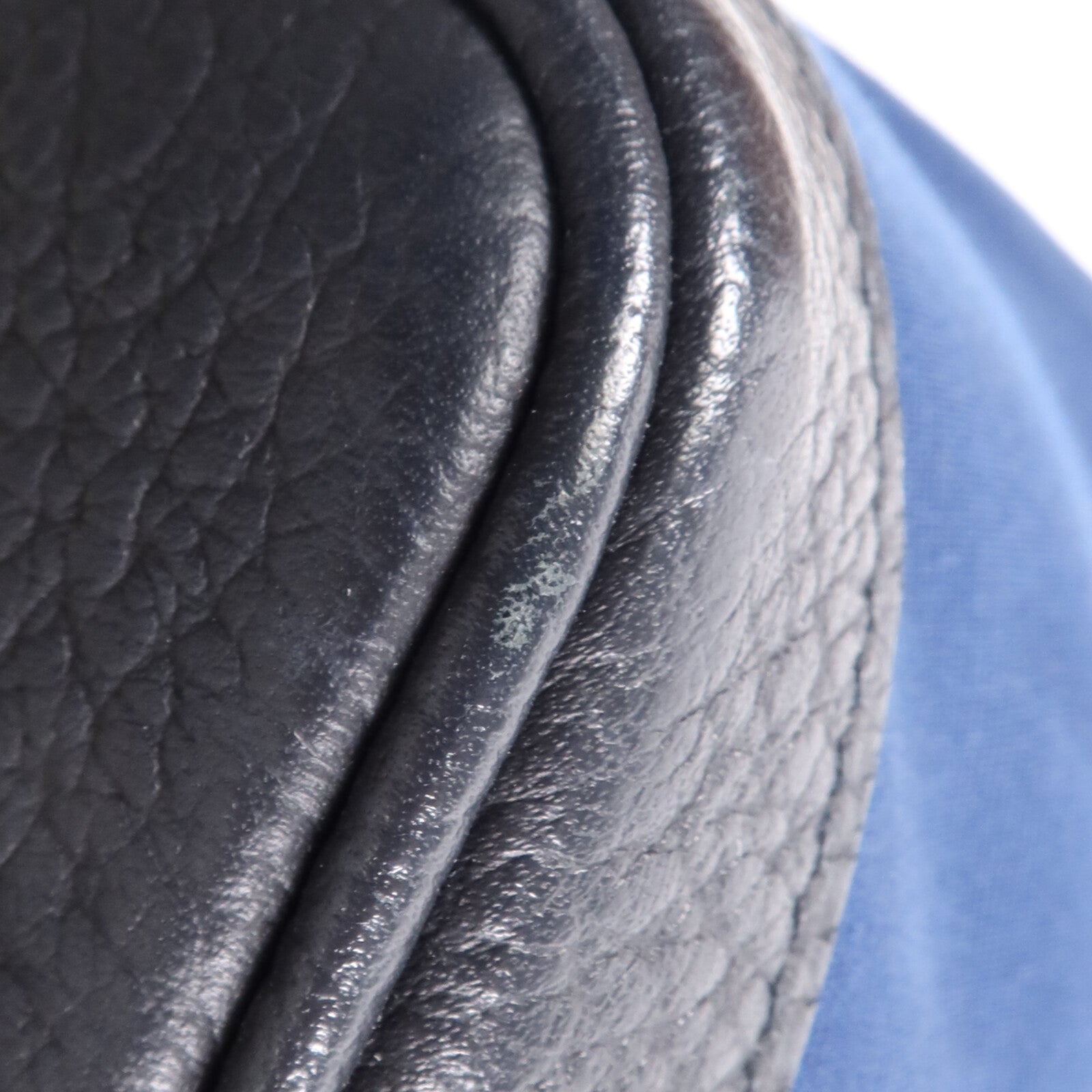 HERMES 帆布/皮革Garden Party PM銀扣手挽袋Leder Blue