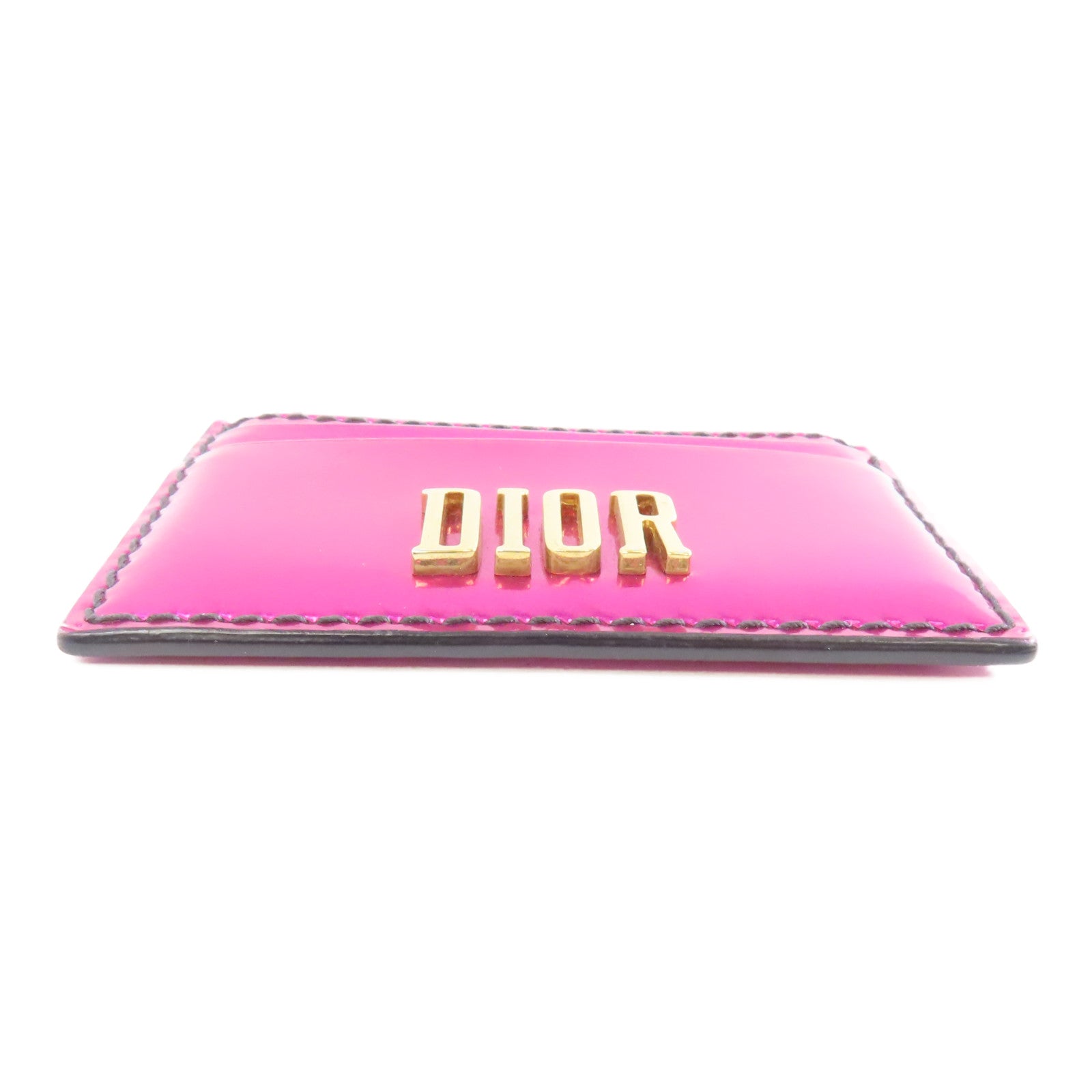 Dior 漆皮皮革Card Case金扣卡片套粉紅色