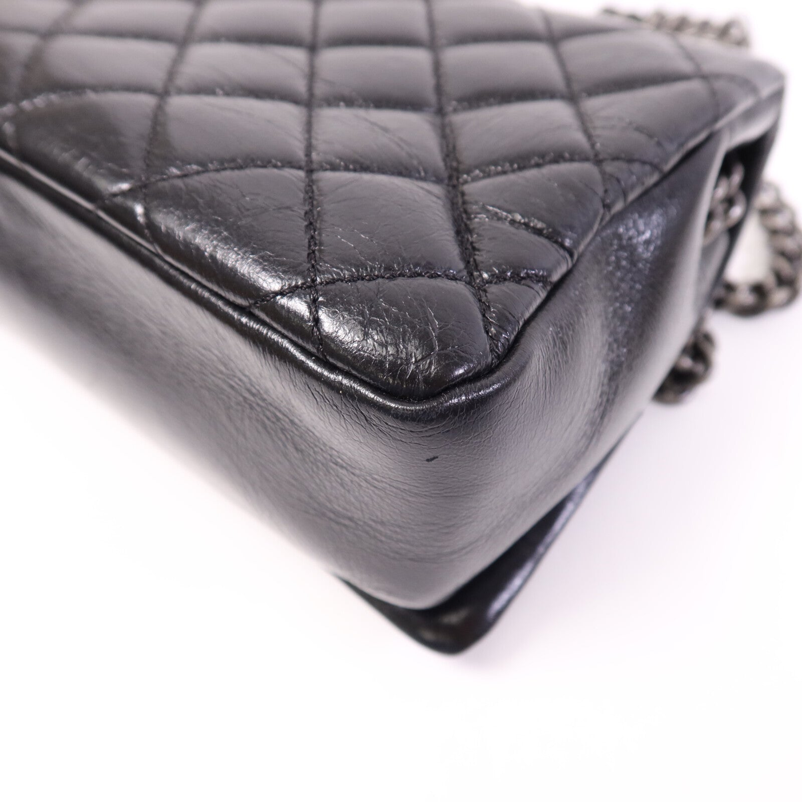 CHANEL 牛皮皮革Chain Shoulder銀扣鏈帶肩背袋