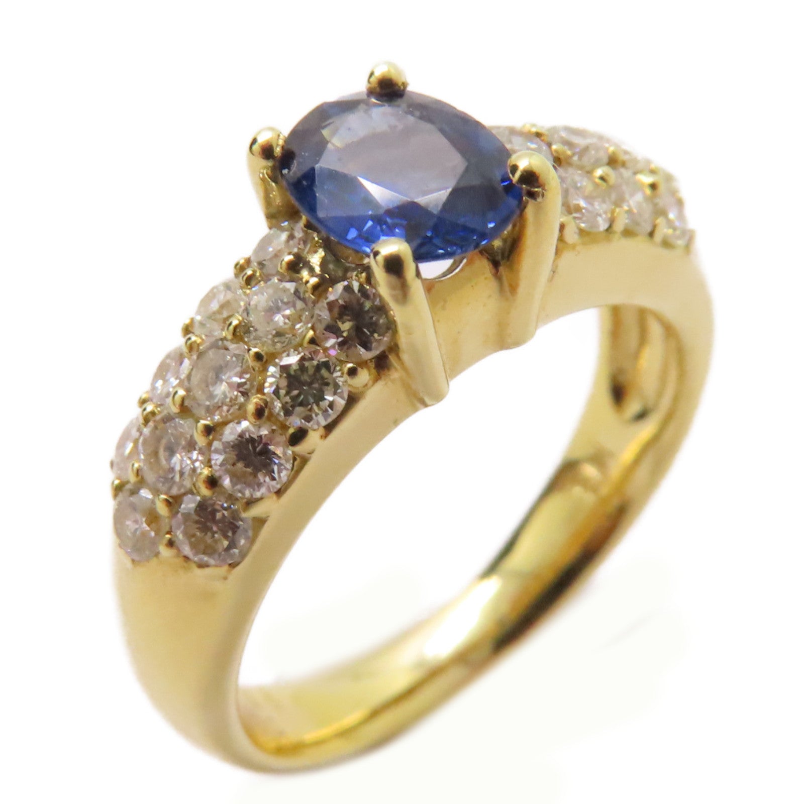 JEWELRY 18K黃金Sapphire/Diamond Ring 0.768ct藍寶石/0.82ct鑽石戒指US#6.25