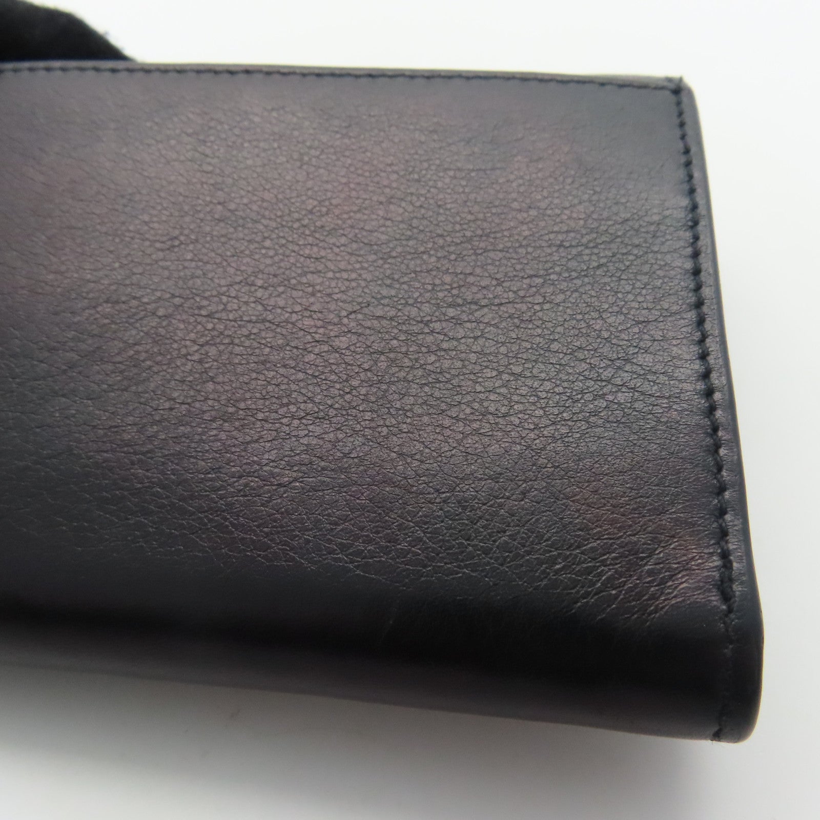 YVES SAINT LAURENT 牛皮皮革Card Case銀扣卡片包黑色