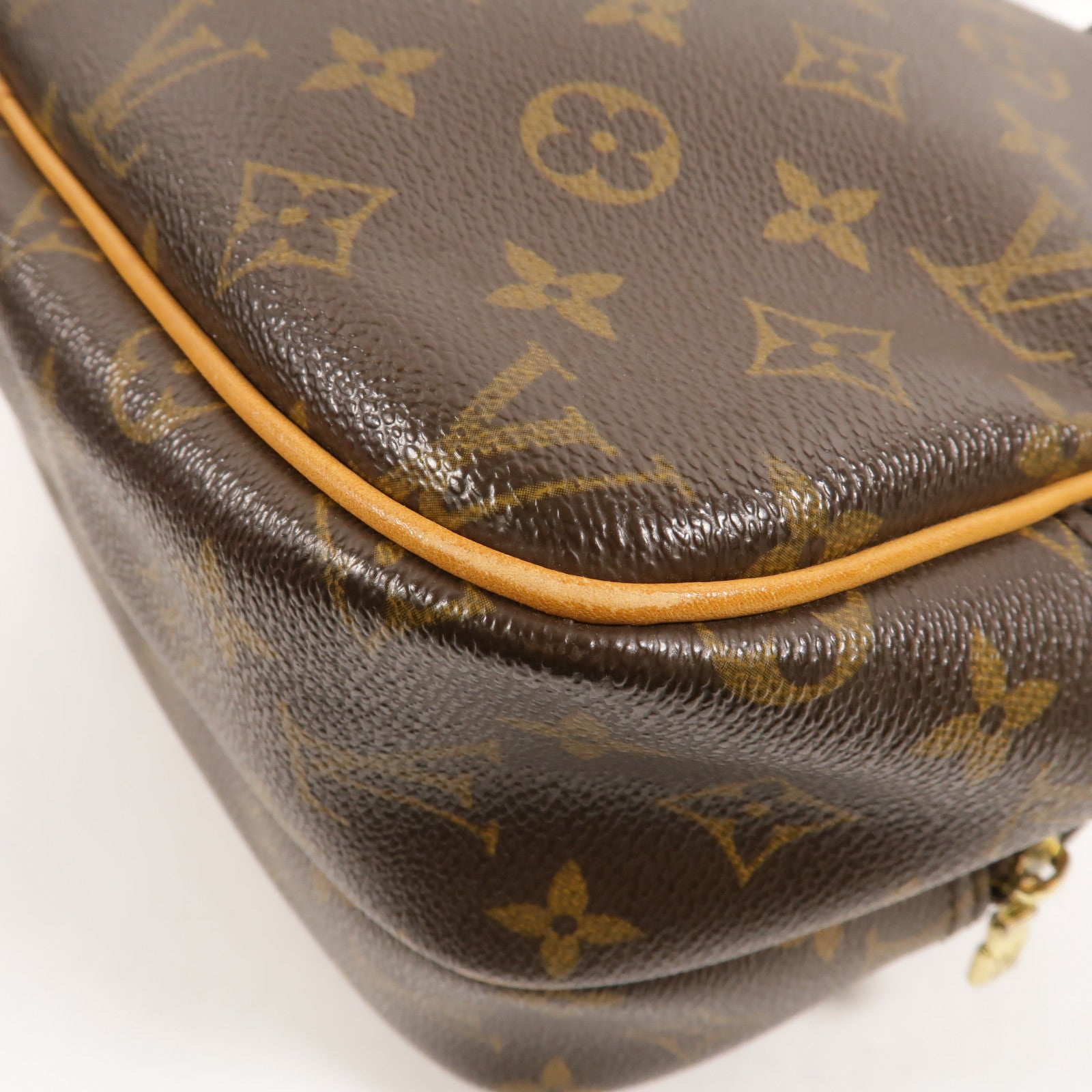 LOUIS VUITTON Monogram Reporter PM金扣肩背袋棕色