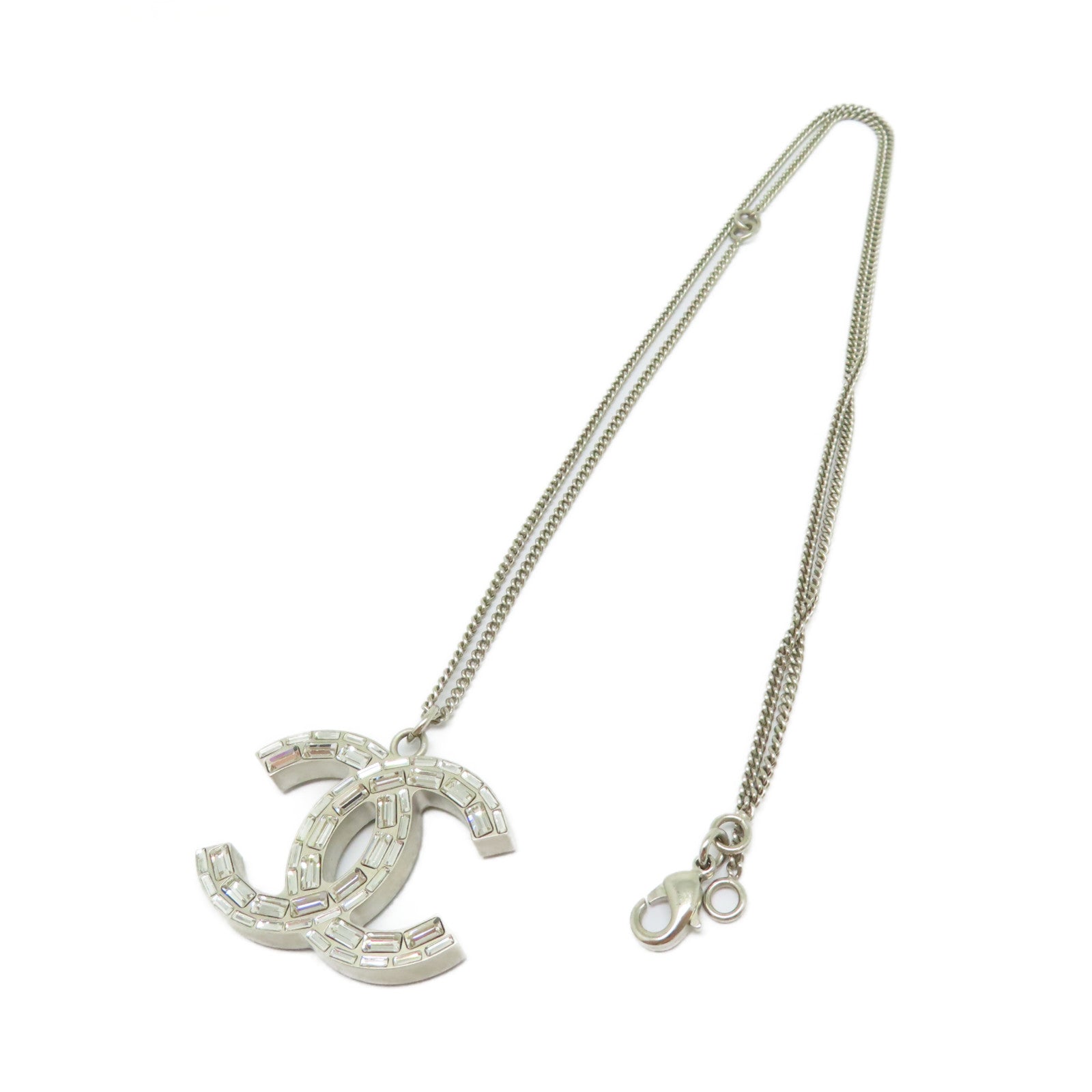 CHANEL 金屬2 Face Necklace項鍊銀色