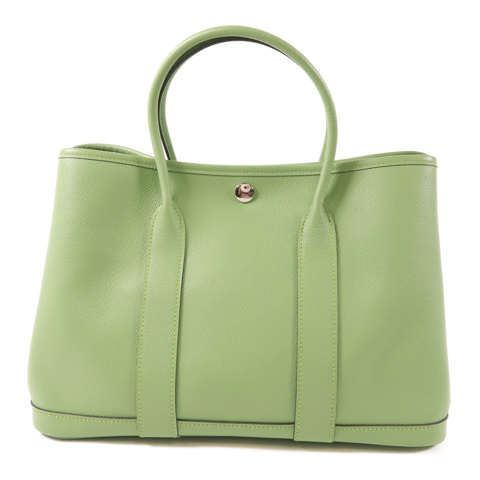 HERMES Epsom皮革Garden Party TPM銀扣手挽袋Vert Criquet