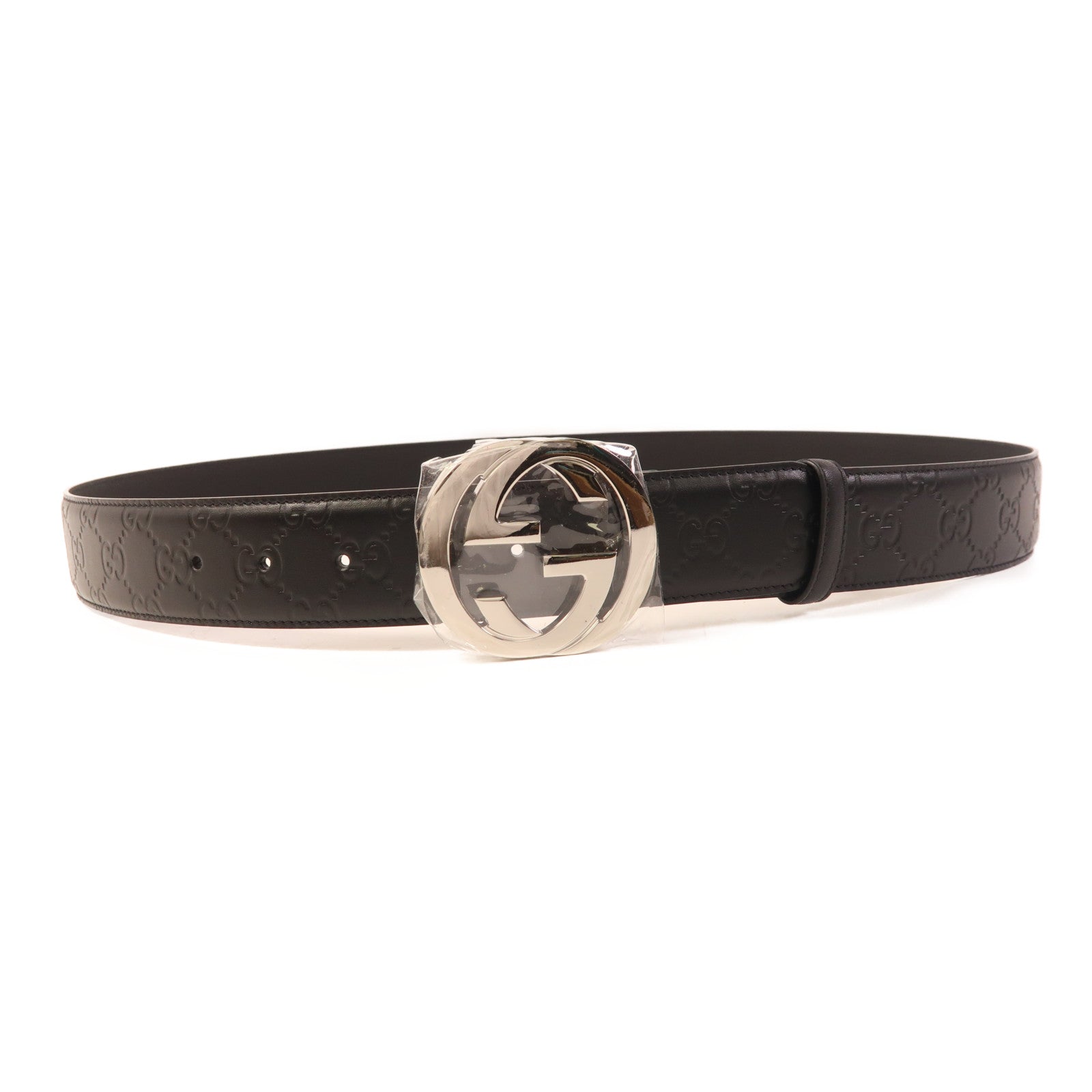 GUCCI 牛皮皮革Belt銀扣皮帶