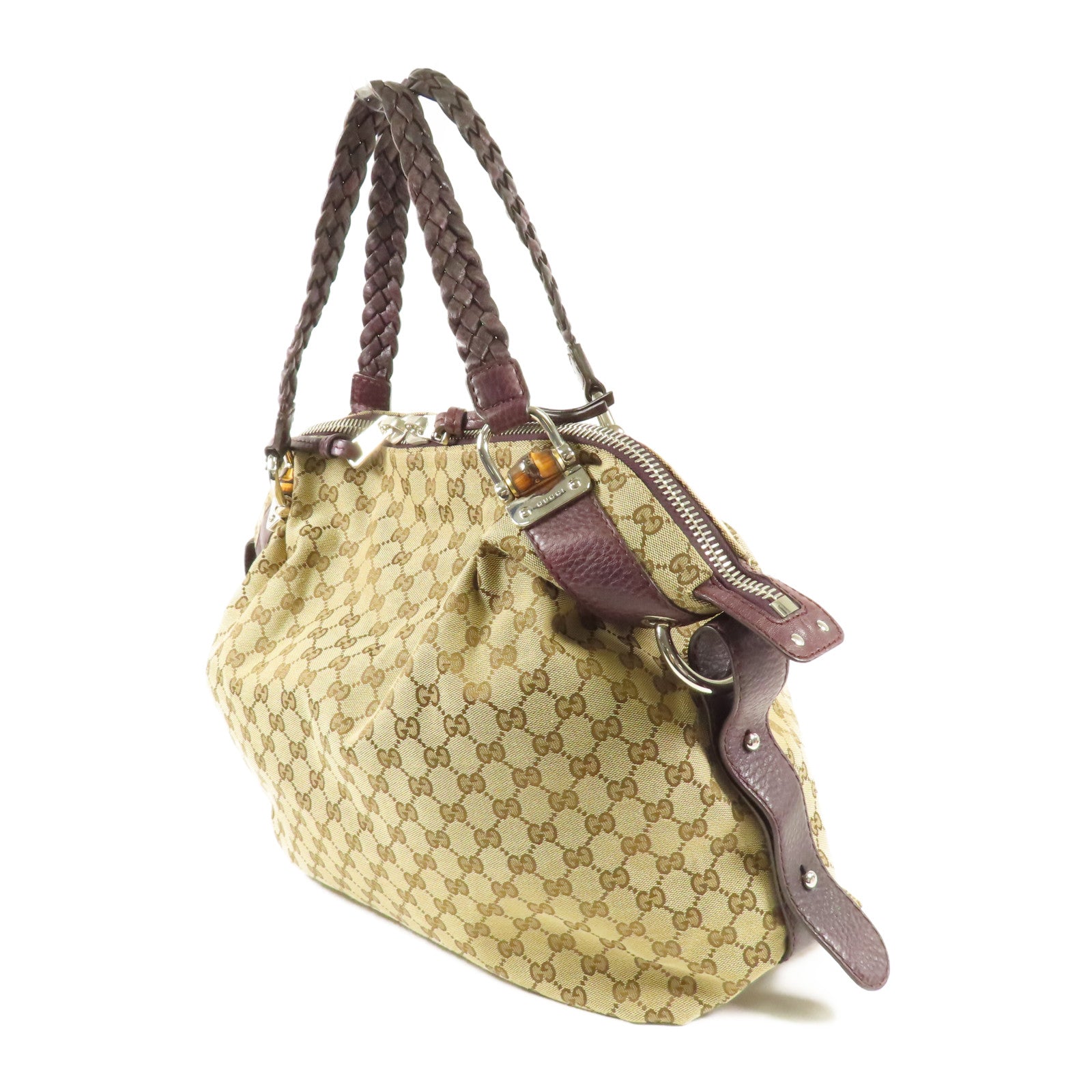 GUCCI 【激減優惠】帆布Tote Bag銀扣手挽袋