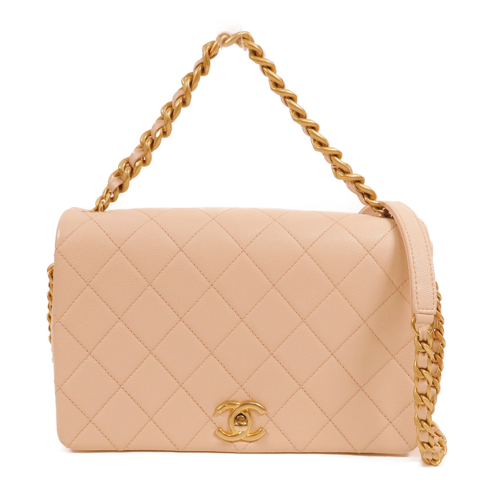 CHANEL 牛皮皮革Chain Shoulder手挽肩背兩用袋