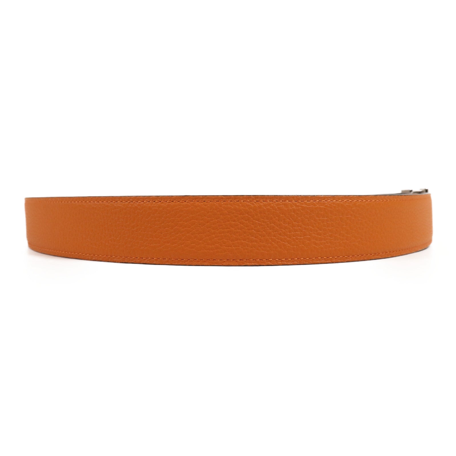 HERMES Clemence皮革Belt 105cm銀扣皮帶Orange