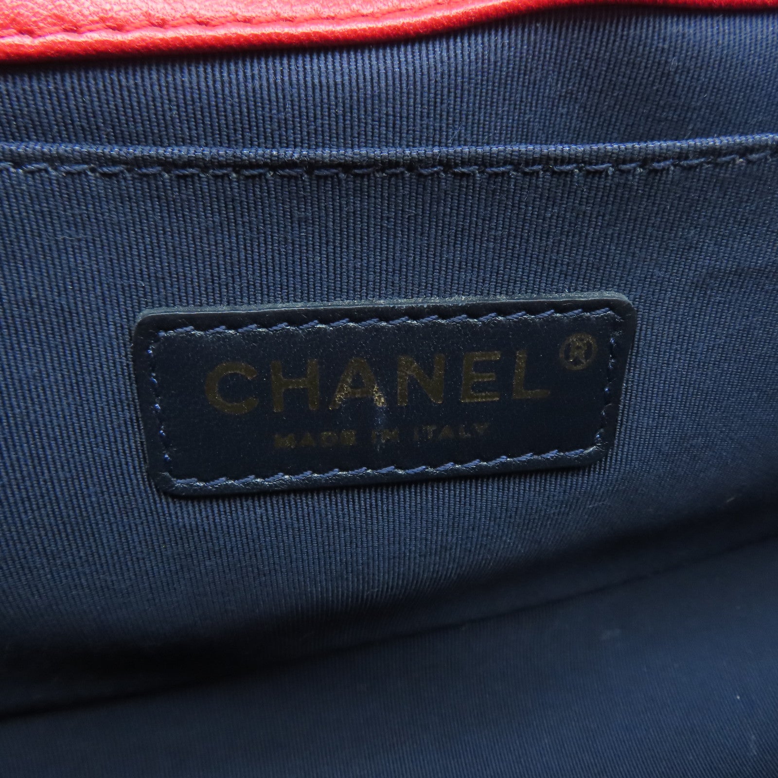 CHANEL 【清倉大減價】羊皮皮革Boy Chanel 25cm金扣鏈帶肩背袋紅色